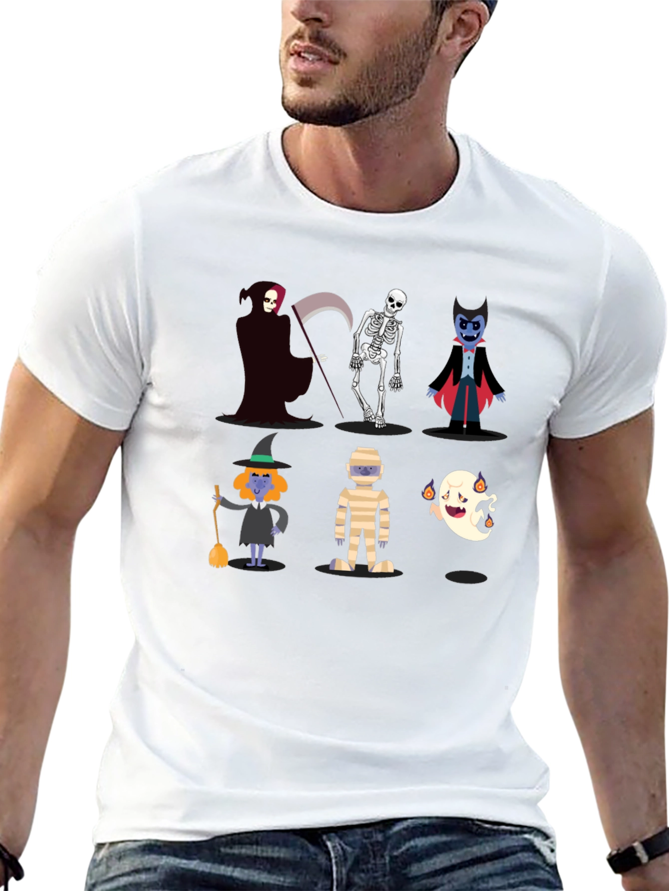 Halloween Cartoon Graphic Print T-Shirt
