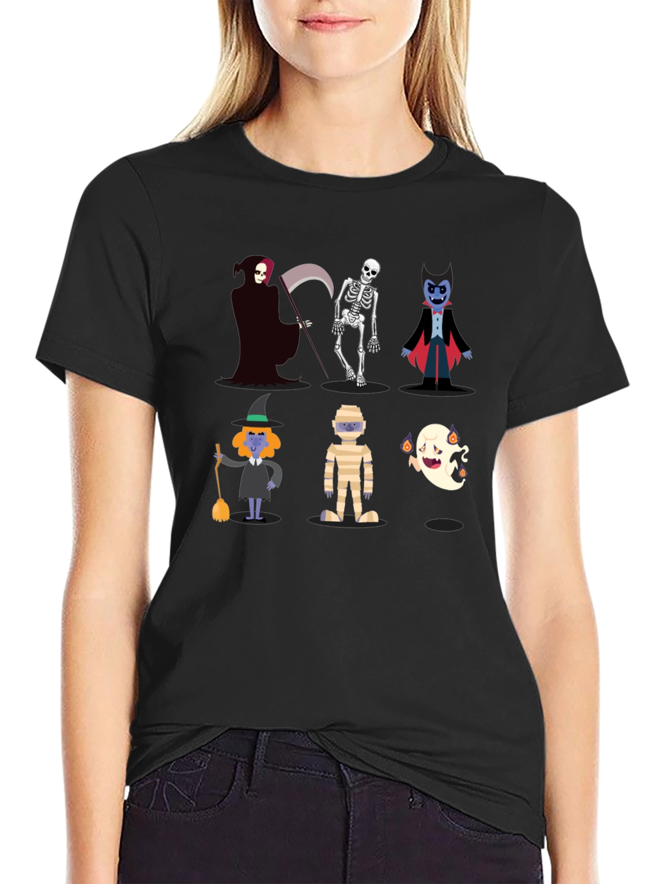 Halloween Cartoon Graphic Print T-Shirt