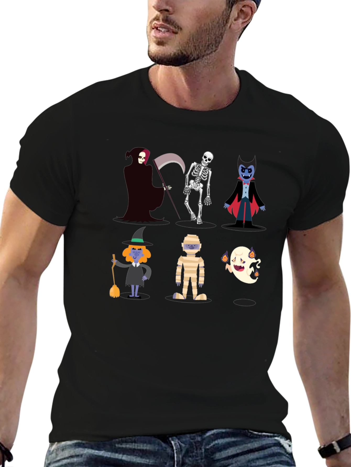 Halloween Cartoon Graphic Print T-Shirt