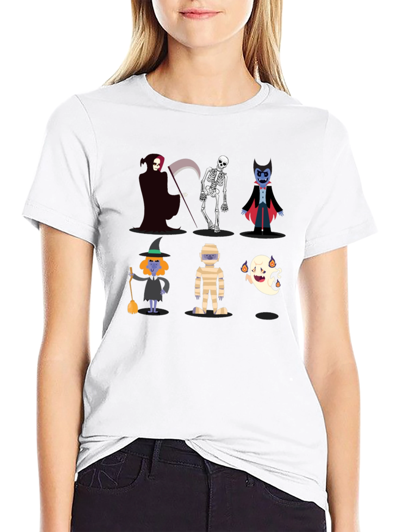 Halloween Cartoon Graphic Print T-Shirt