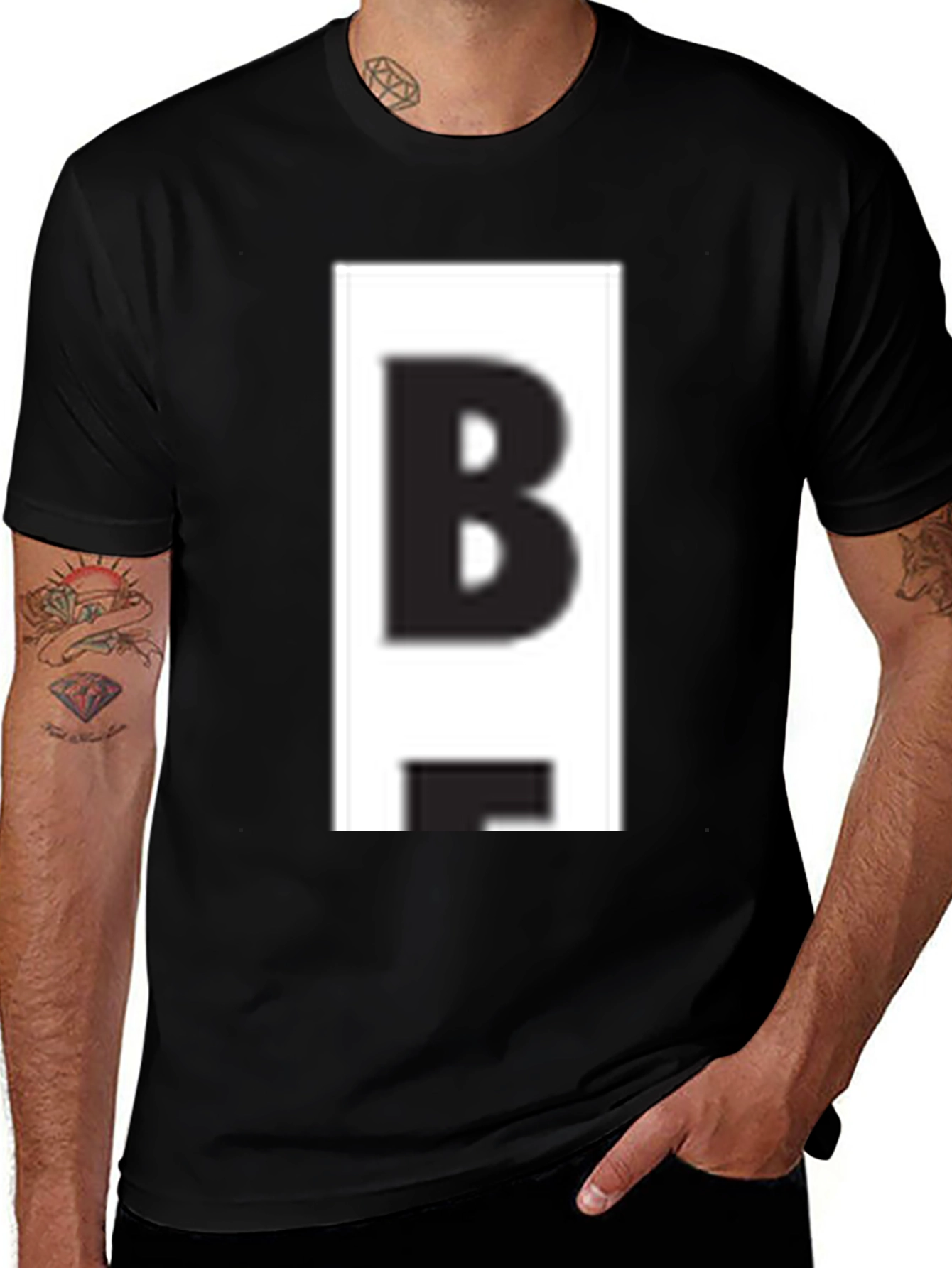 Bold B Graphic Tee - Casual Black T-Shirt