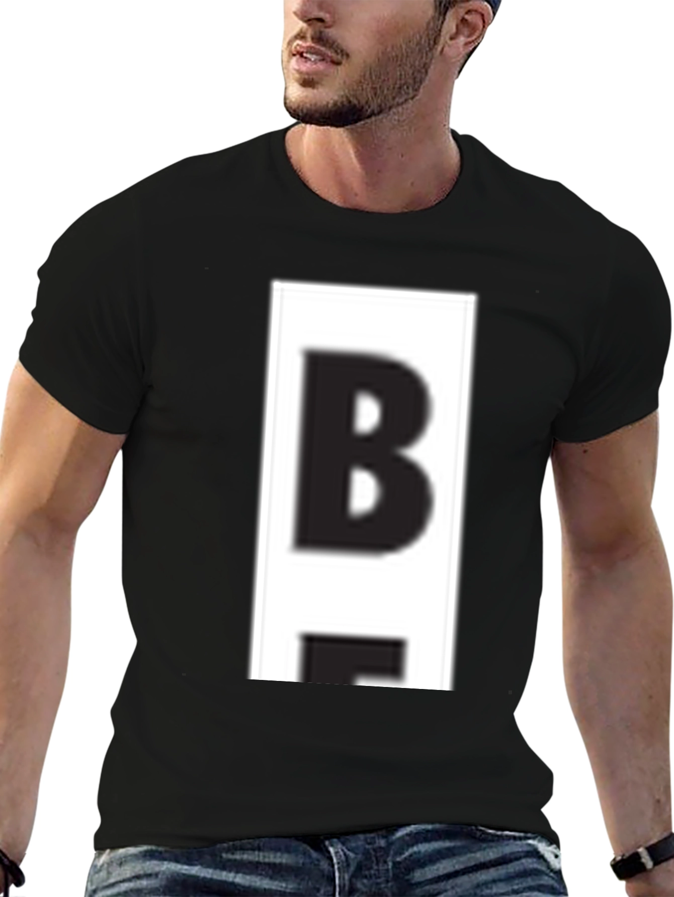 Bold B Graphic Tee - Casual Black T-Shirt