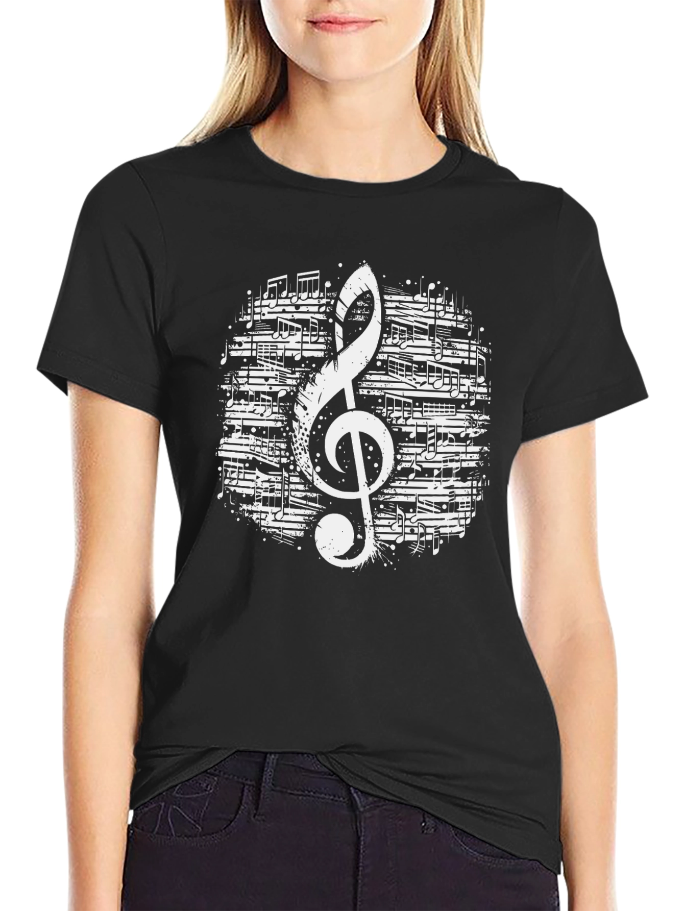 Musical Note Graphic Tee - Black T-Shirt
