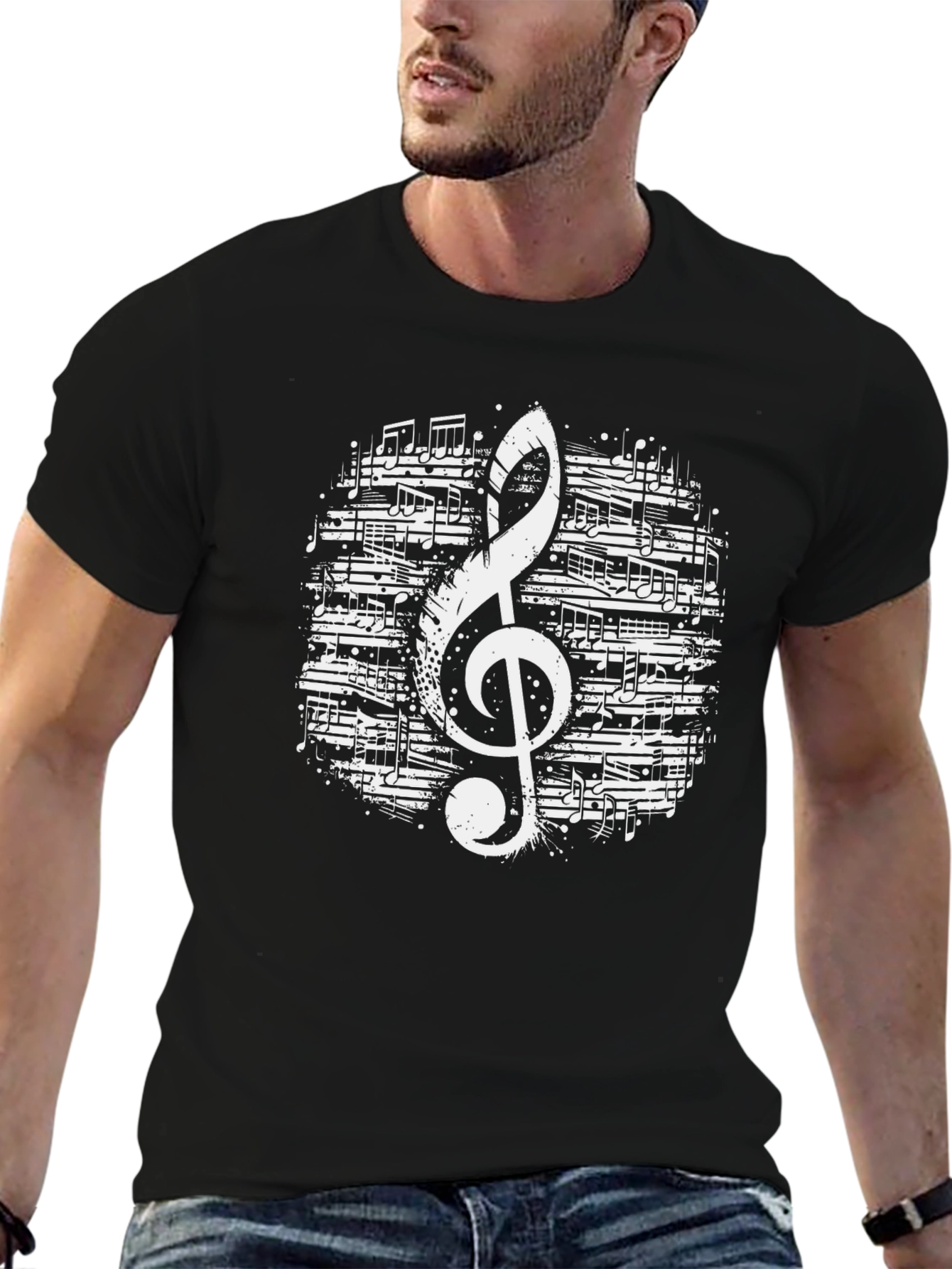 Musical Note Graphic Tee - Black T-Shirt