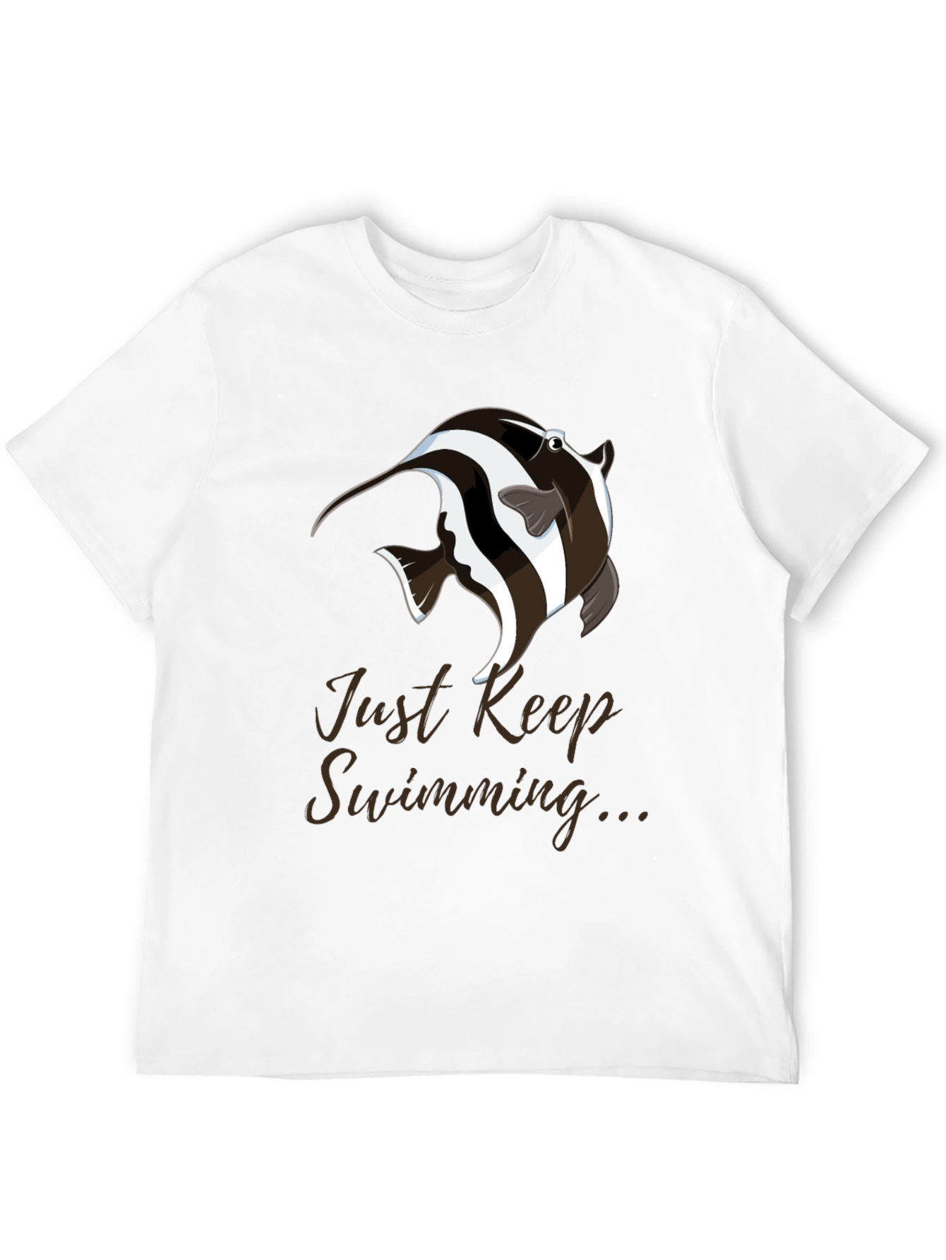 Just Keep Swimming T-Shirt - Black Cotton Blend