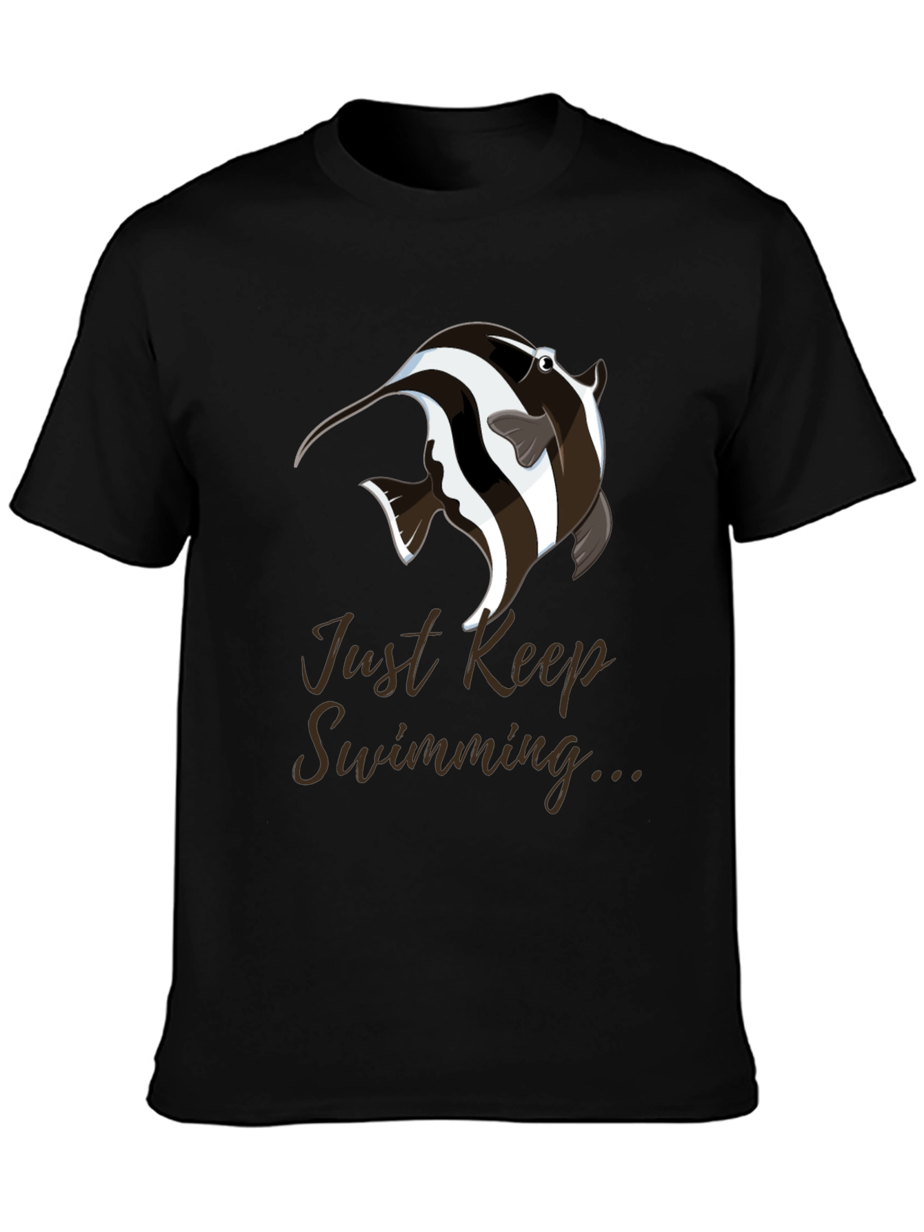 Just Keep Swimming T-Shirt - Black Cotton Blend