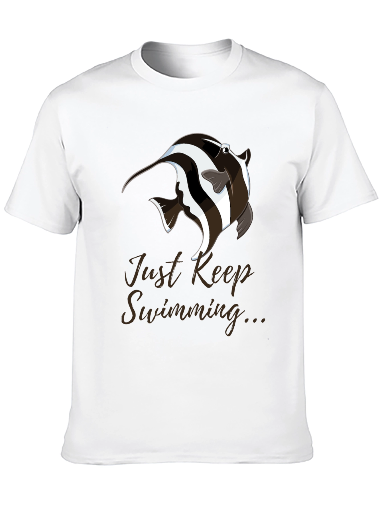 Just Keep Swimming T-Shirt - Black Cotton Blend
