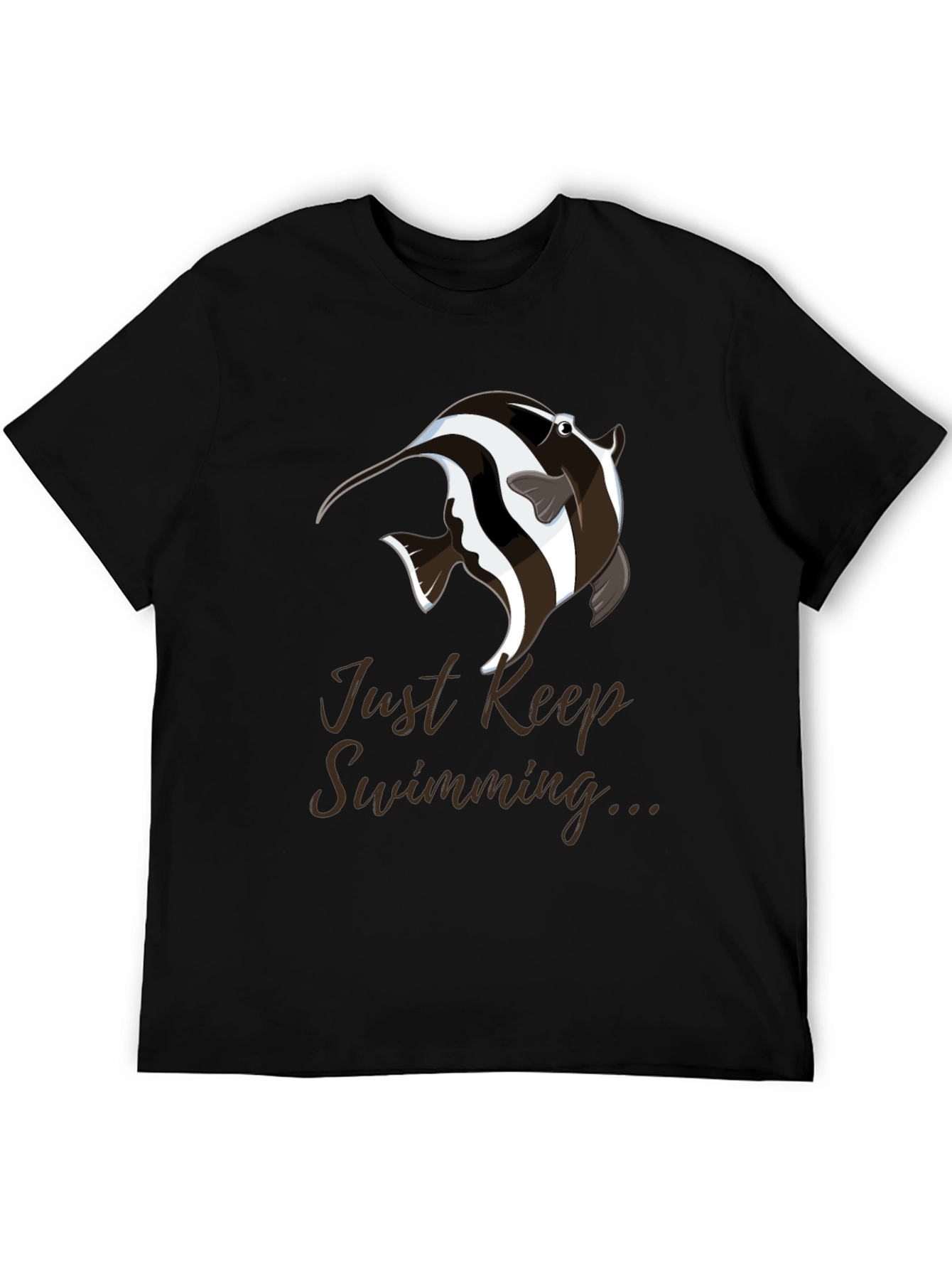 Just Keep Swimming T-Shirt - Black Cotton Blend