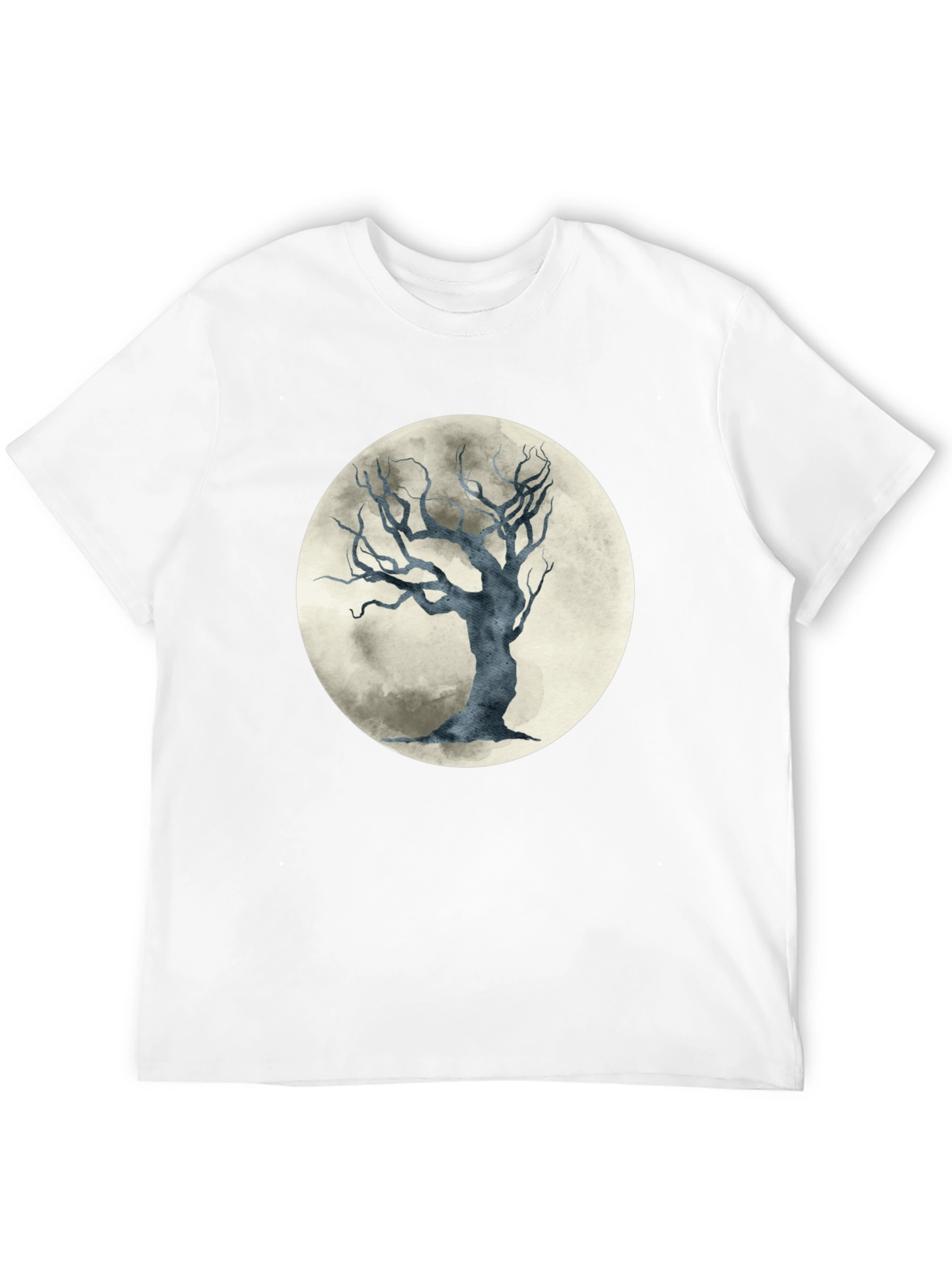 Moonlit Tree Graphic Tee - Stylish Black Cotton T-Shirt