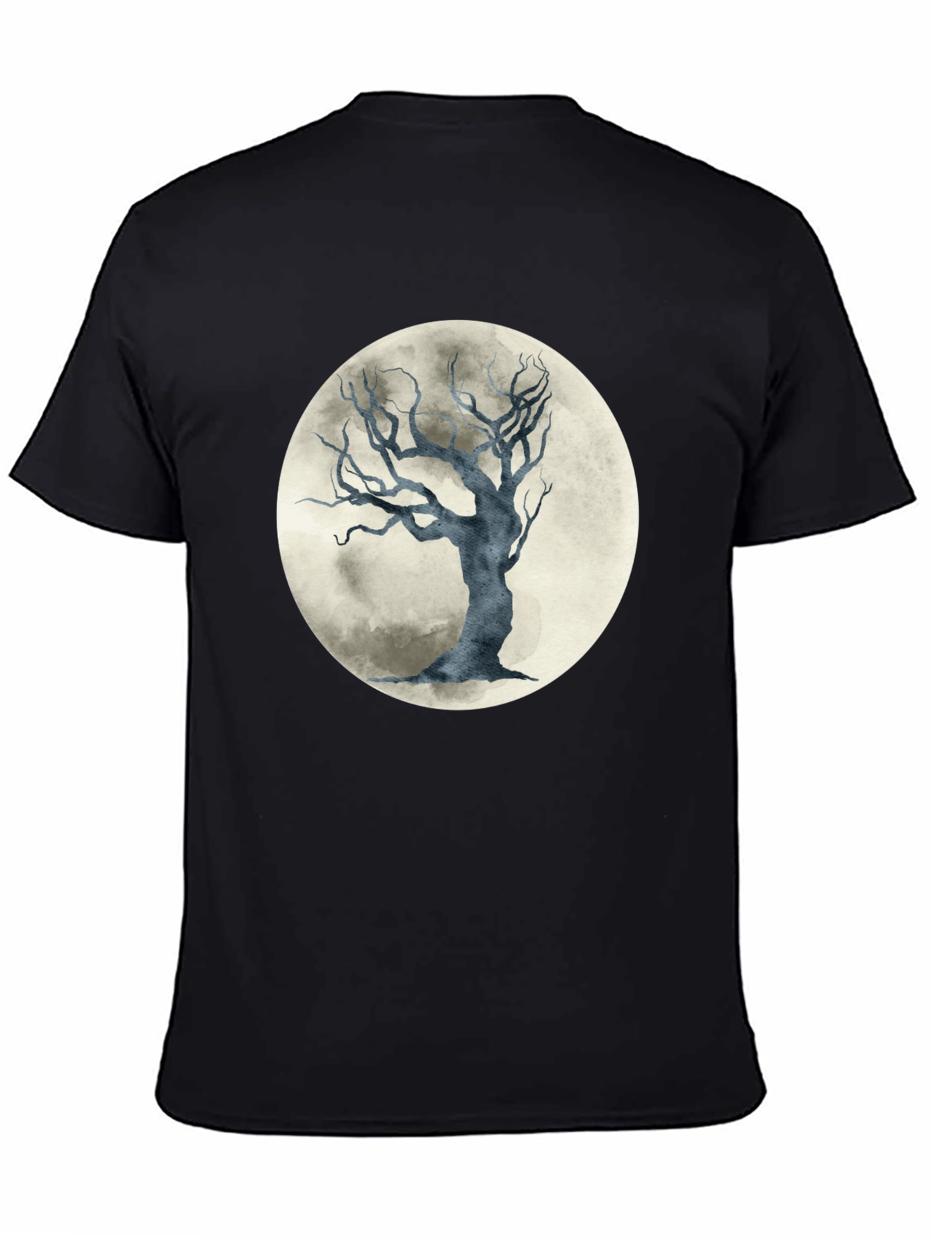 Moonlit Tree Graphic Tee - Stylish Black Cotton T-Shirt