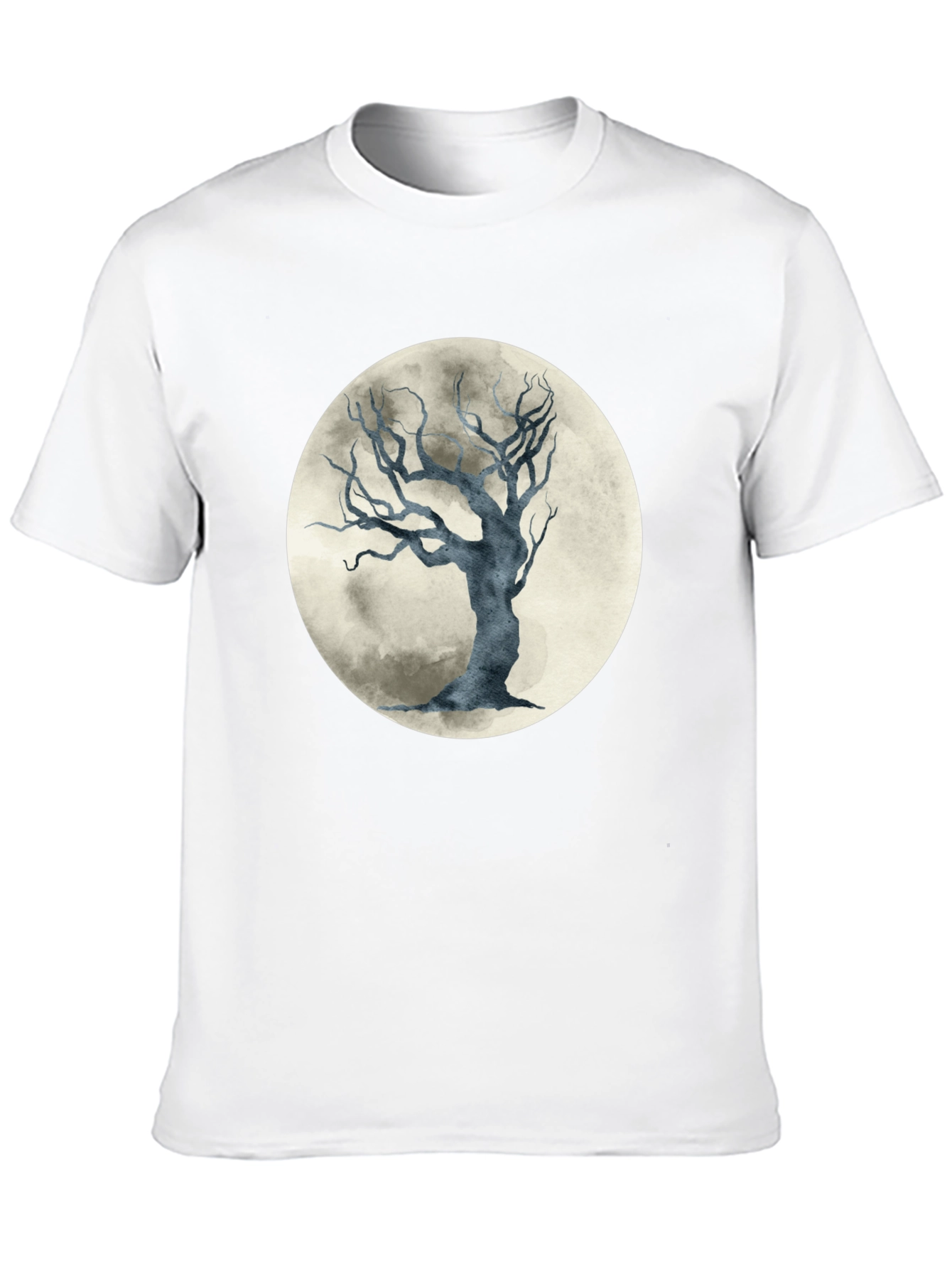 Moonlit Tree Graphic Tee - Stylish Black Cotton T-Shirt