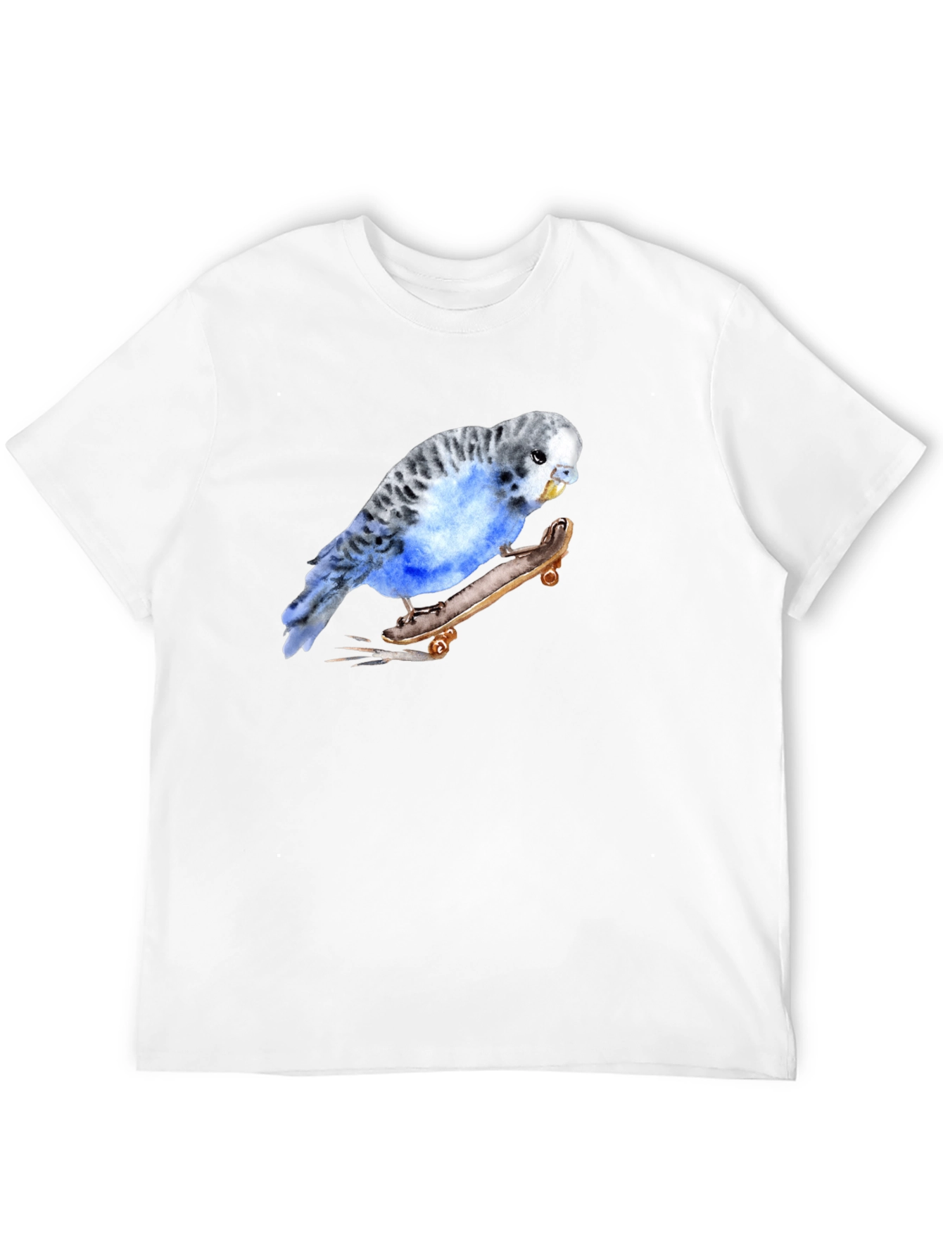 Parakeet Skateboard Graphic Tee - Unique Bird Lover Design