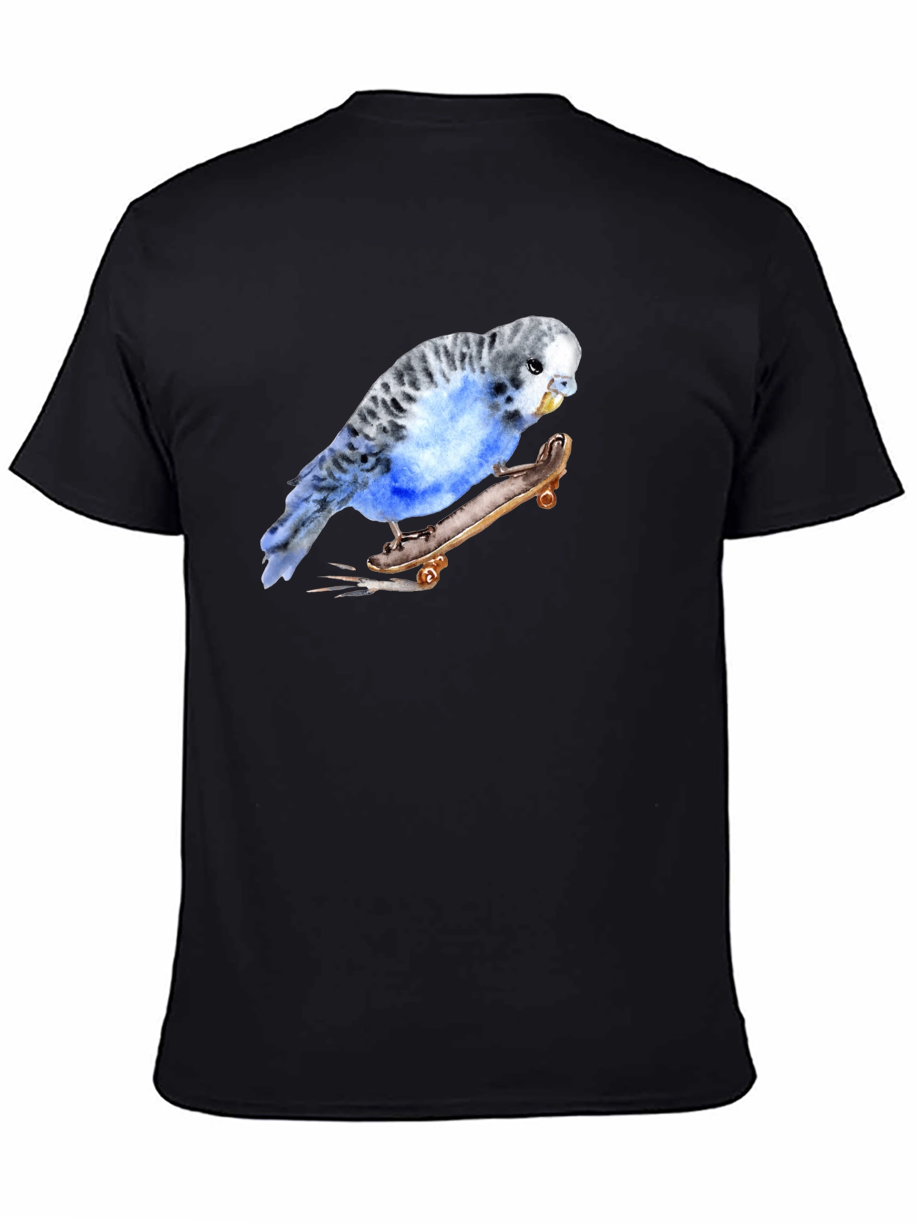 Parakeet Skateboard Graphic Tee - Unique Bird Lover Design