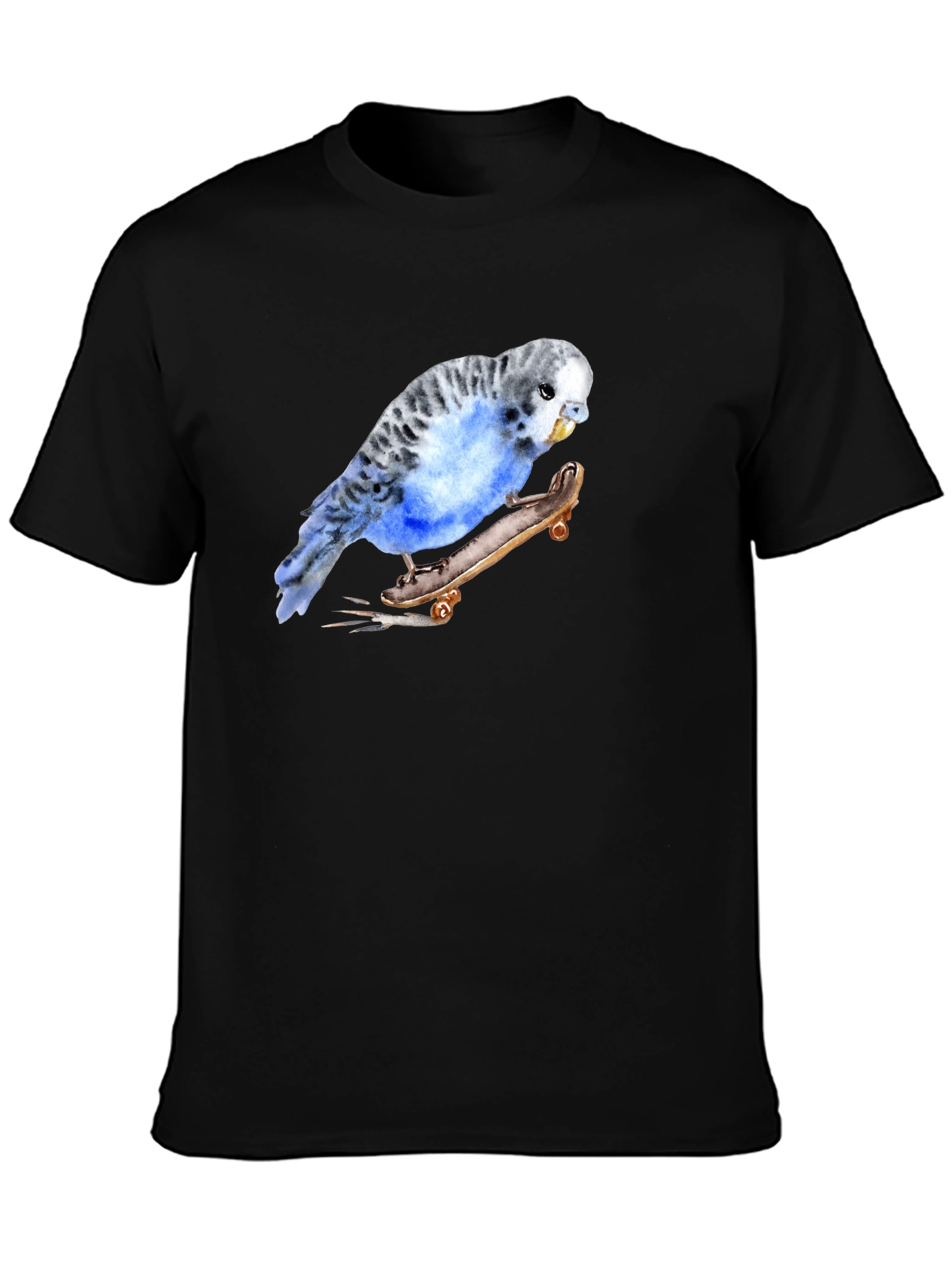 Parakeet Skateboard Graphic Tee - Unique Bird Lover Design