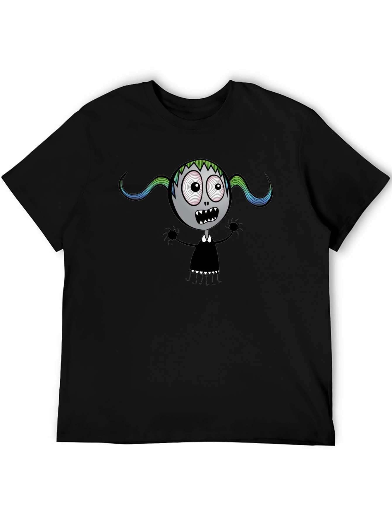 Spooky Cartoon Character Black T-Shirt