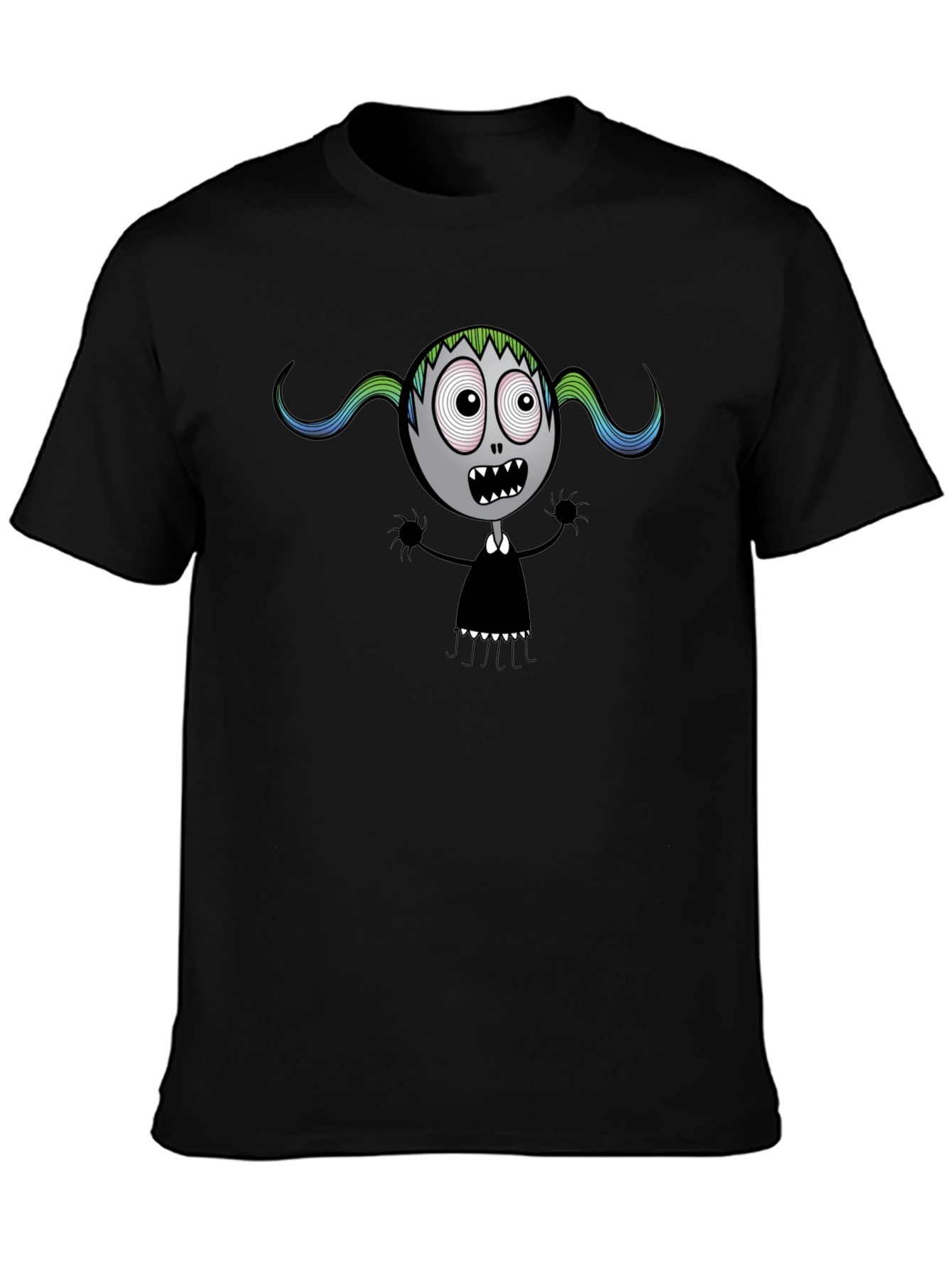 Spooky Cartoon Character Black T-Shirt