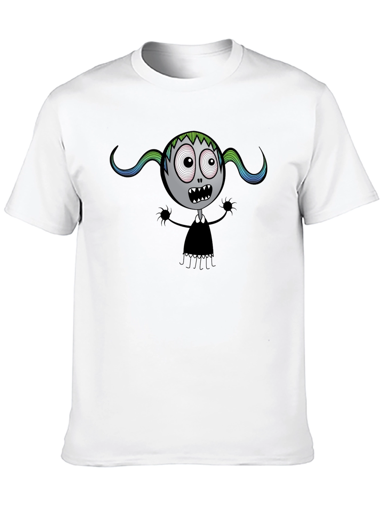 Spooky Cartoon Character Black T-Shirt