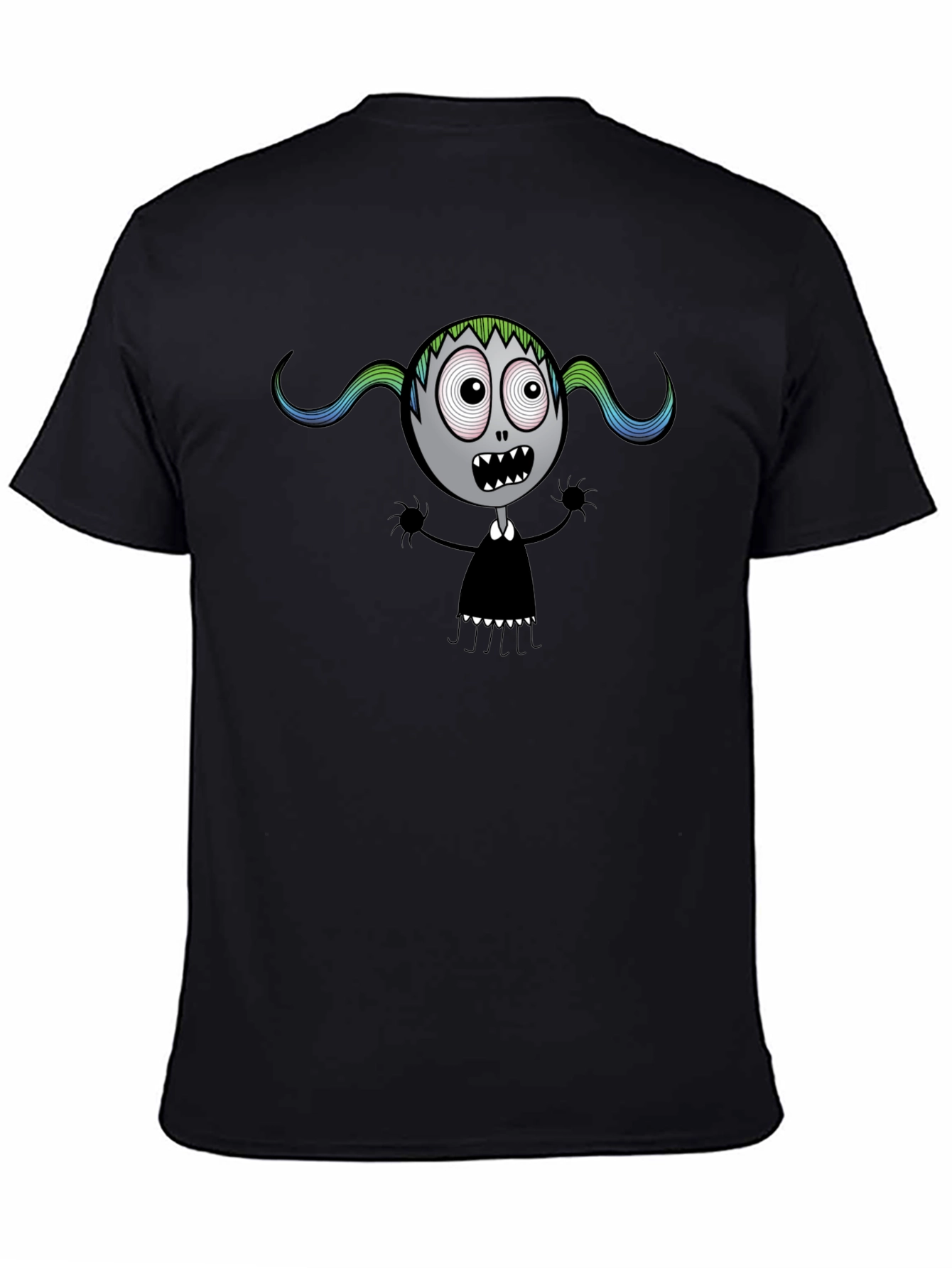 Spooky Cartoon Character Black T-Shirt