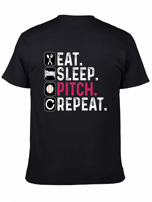 Eat Sleep Pitch Repeat Baseball T-Shirt