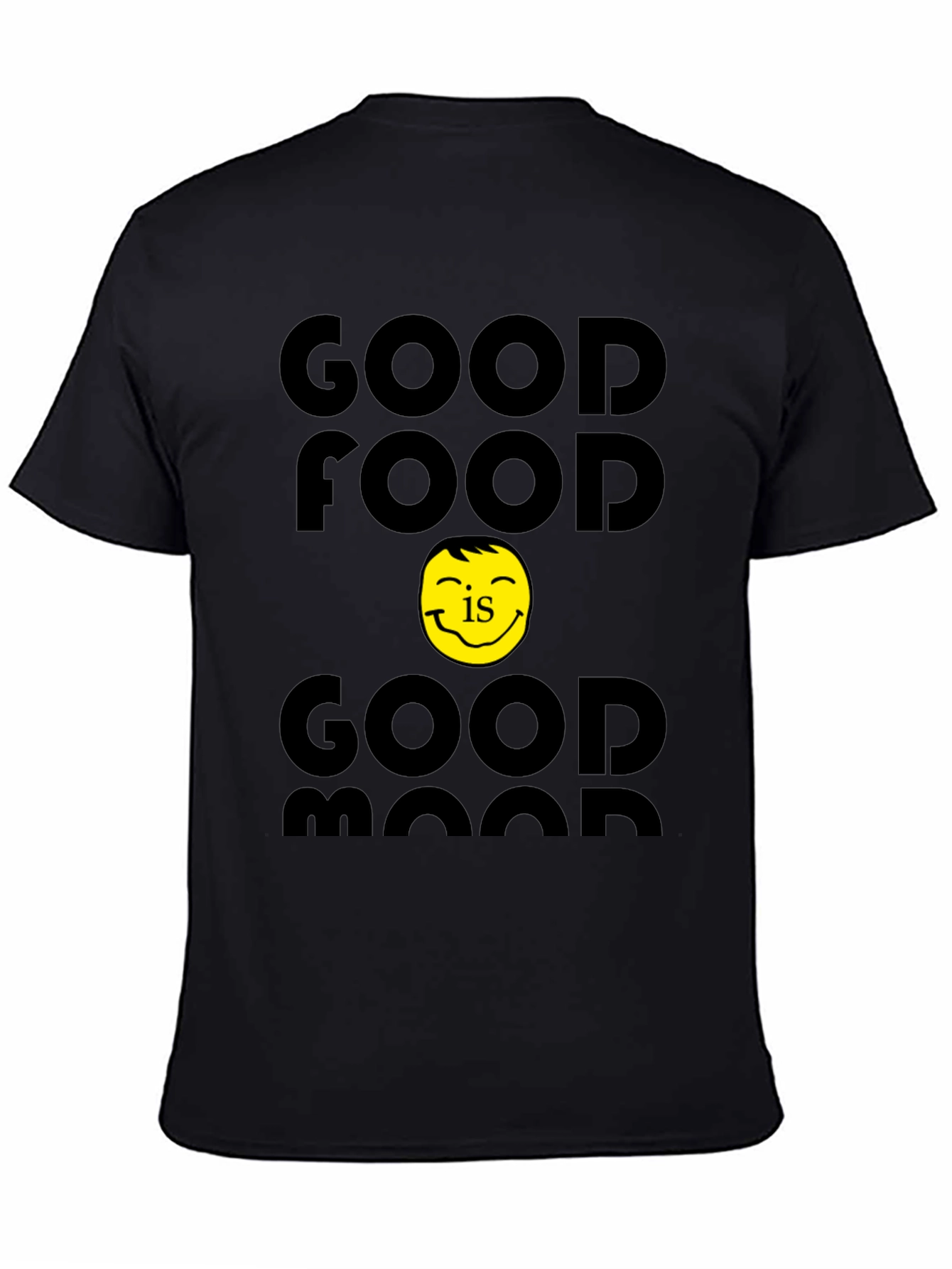 Good Food Good Mood Black Graphic T-Shirt