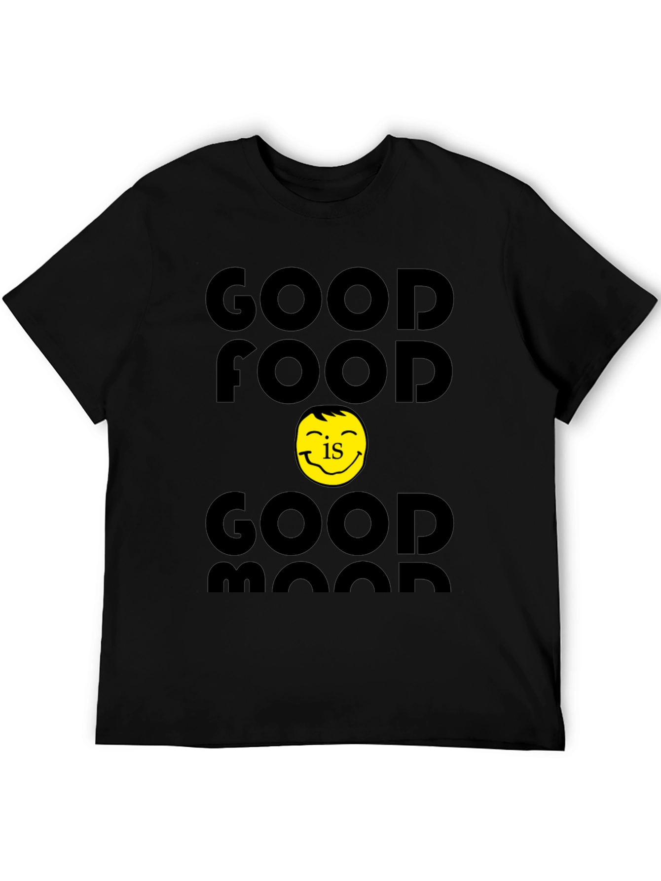 Good Food Good Mood Black Graphic T-Shirt