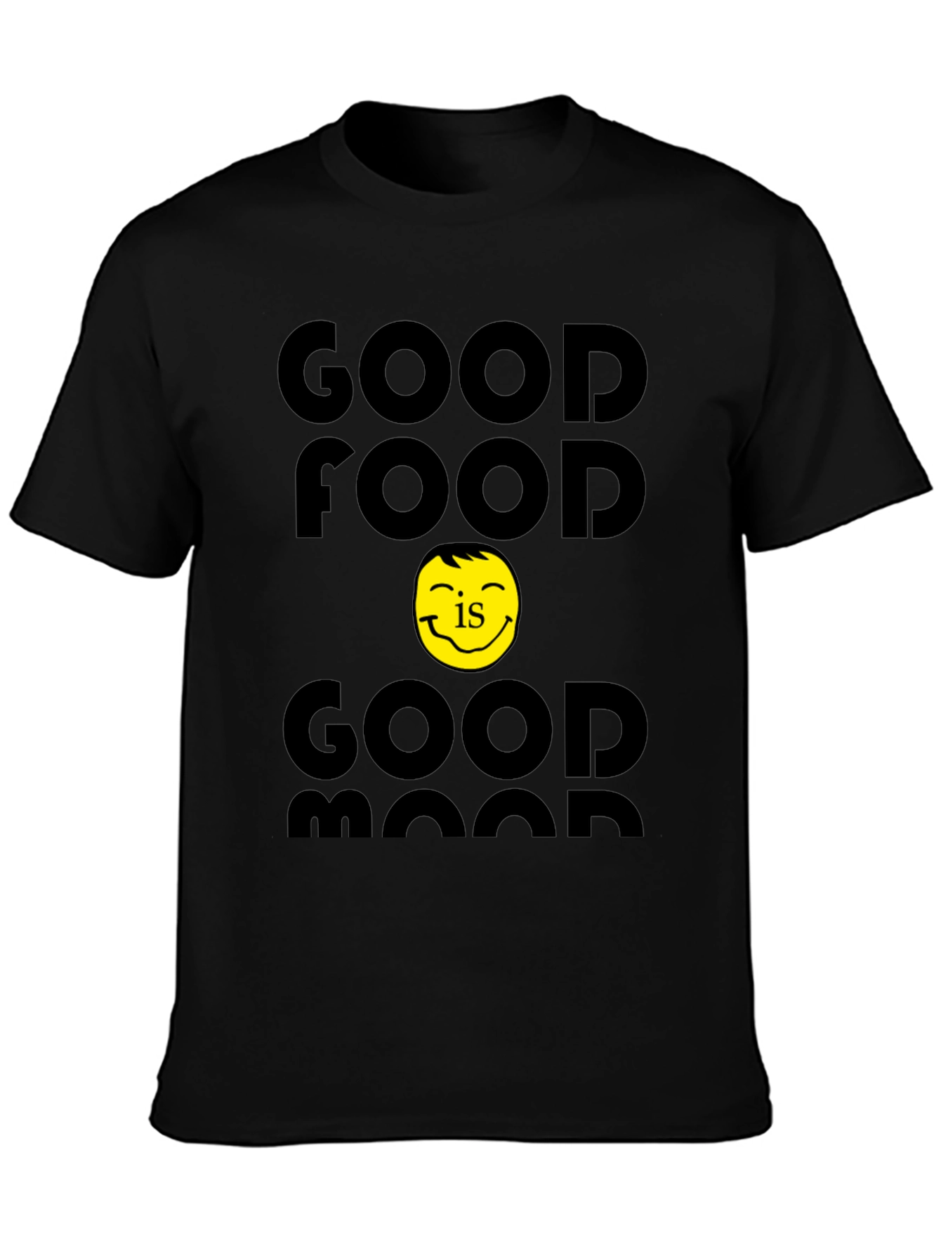 Good Food Good Mood Black Graphic T-Shirt