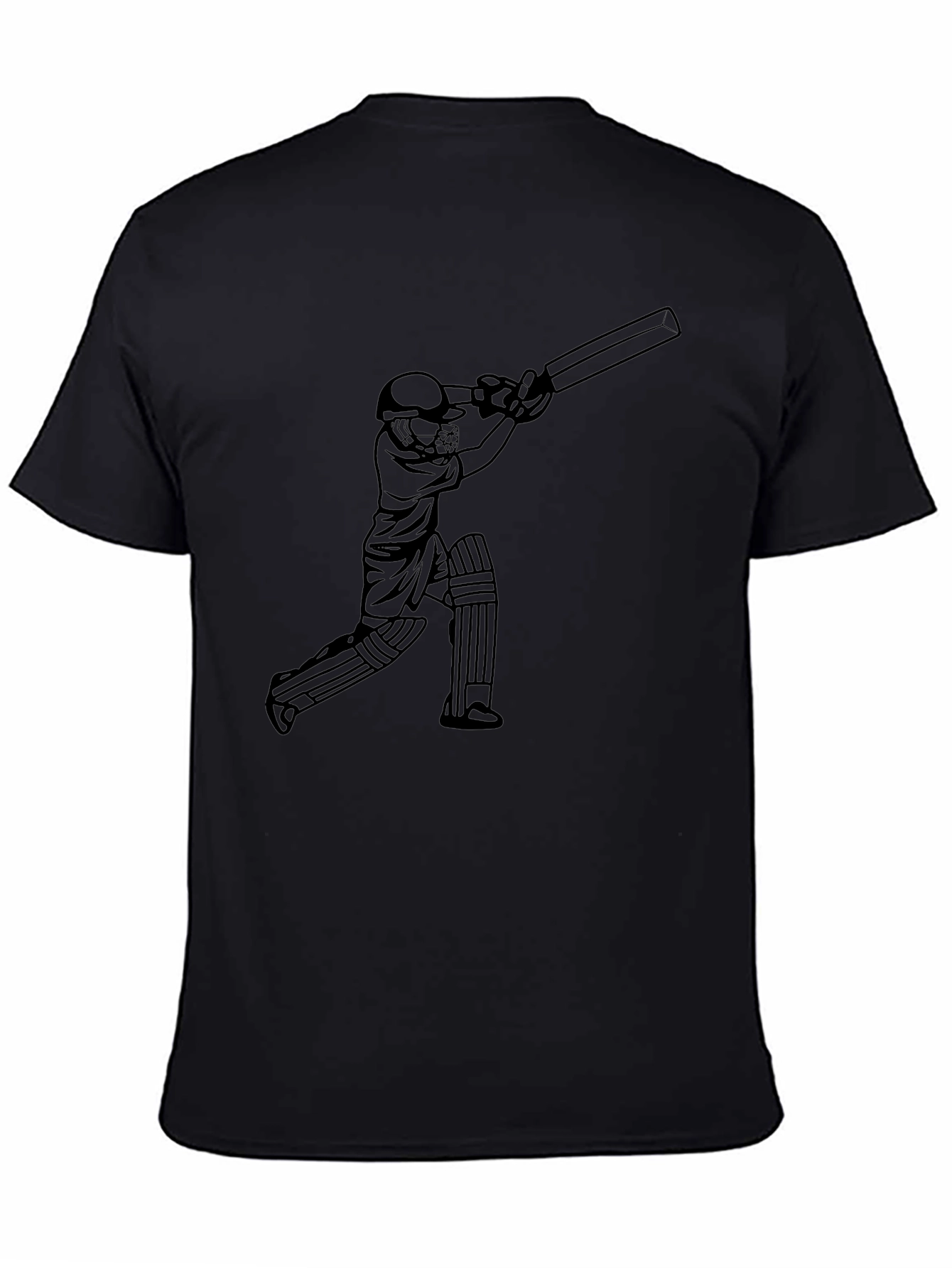 Cricket Player Black Graphic Tee