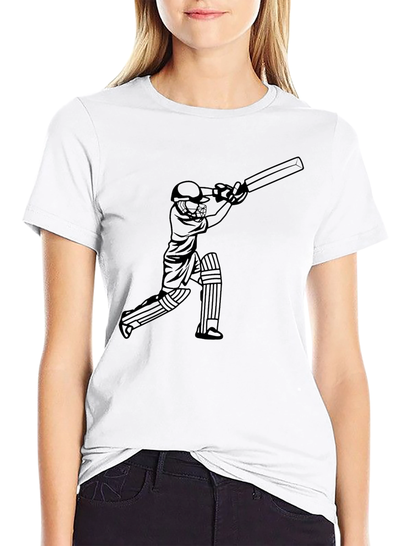Cricket Player Black Graphic Tee