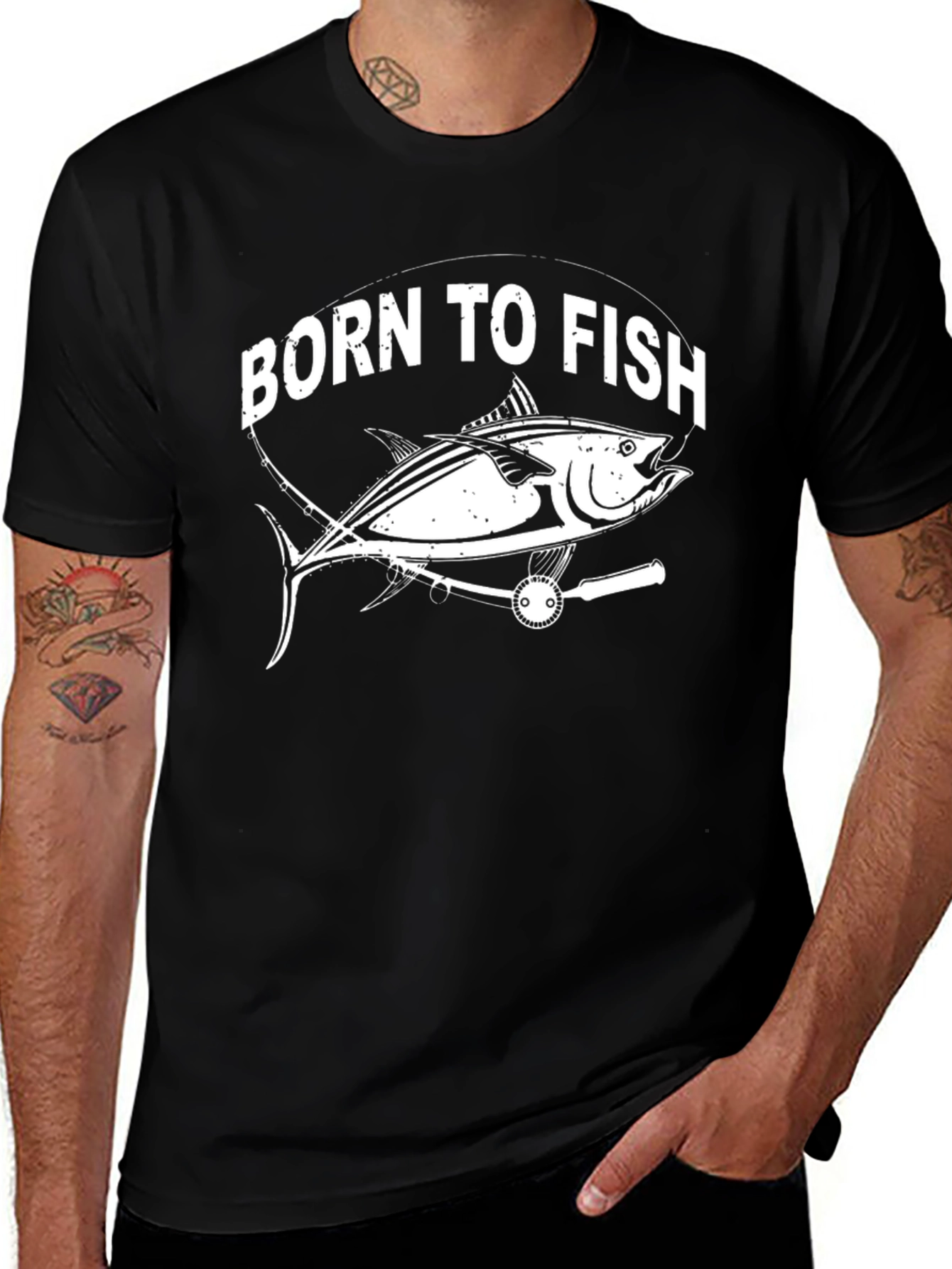 Born to Fish Graphic Tee - Black