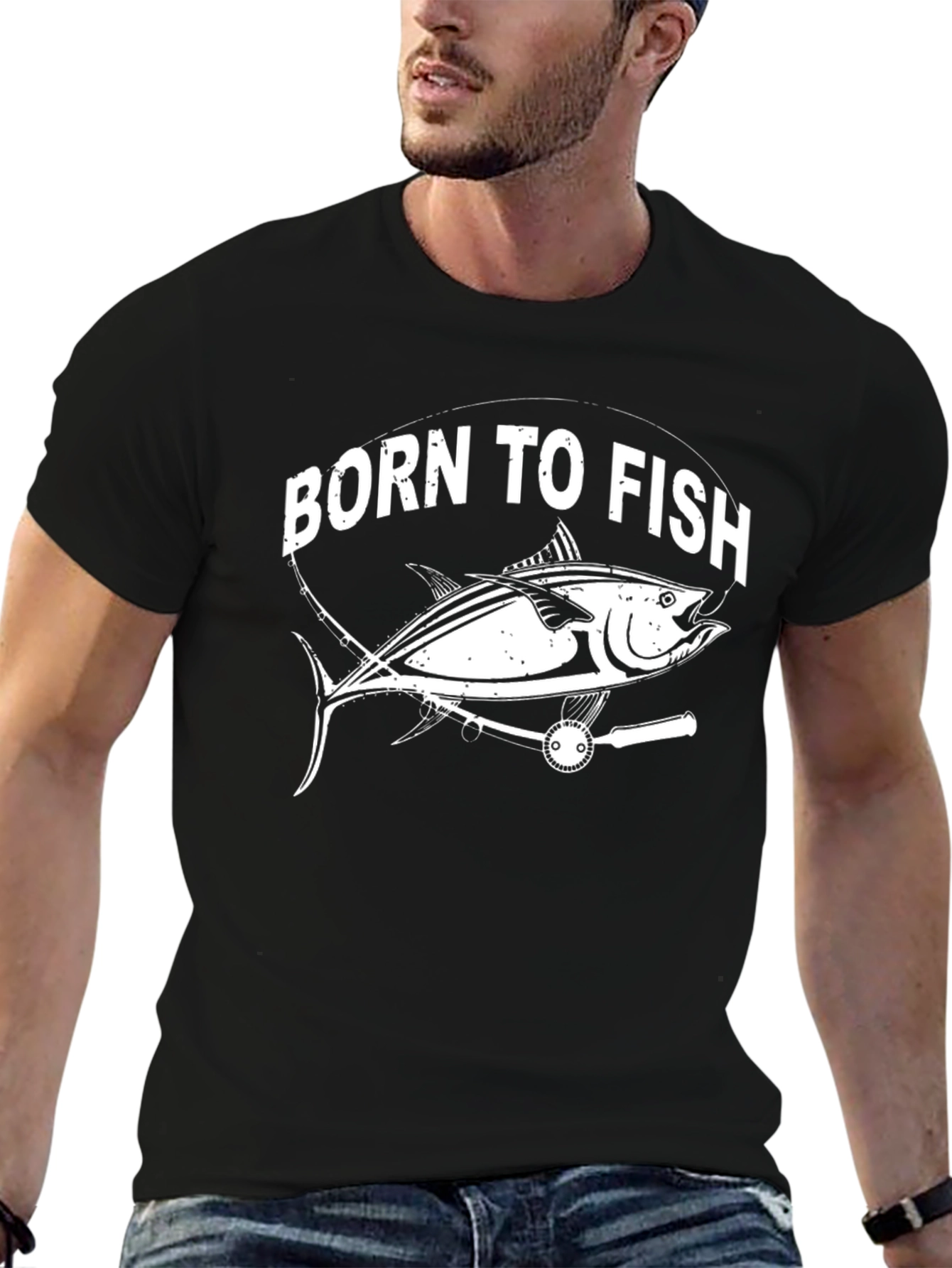 Born to Fish Graphic Tee - Black