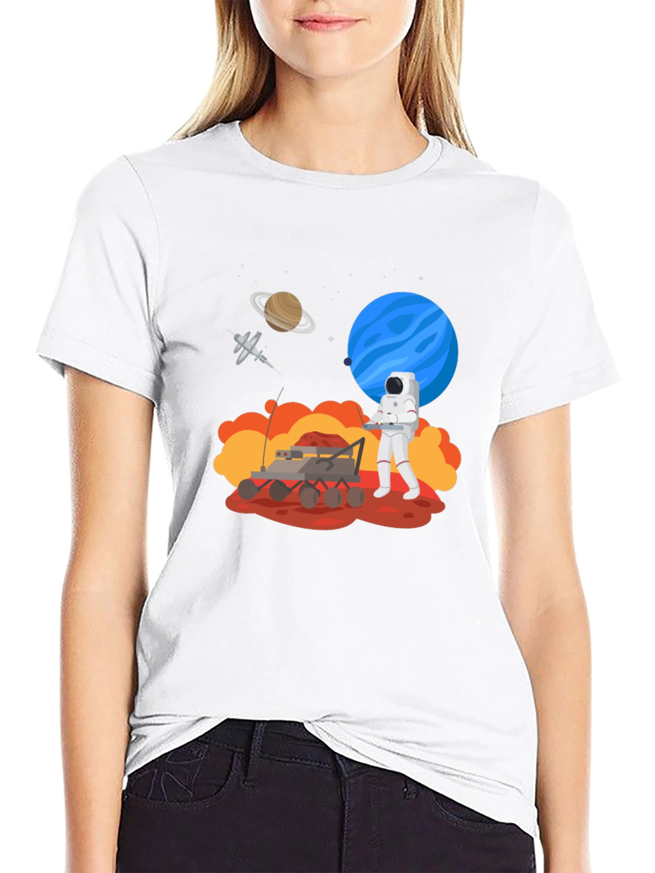Astronaut Mars Rover Black Graphic Tee