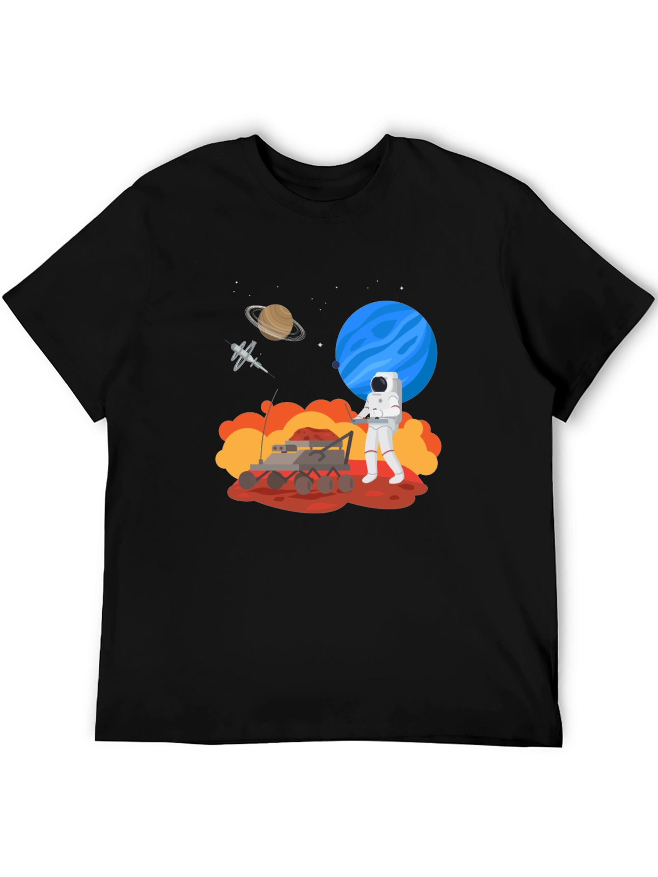 Astronaut Mars Rover Black Graphic Tee