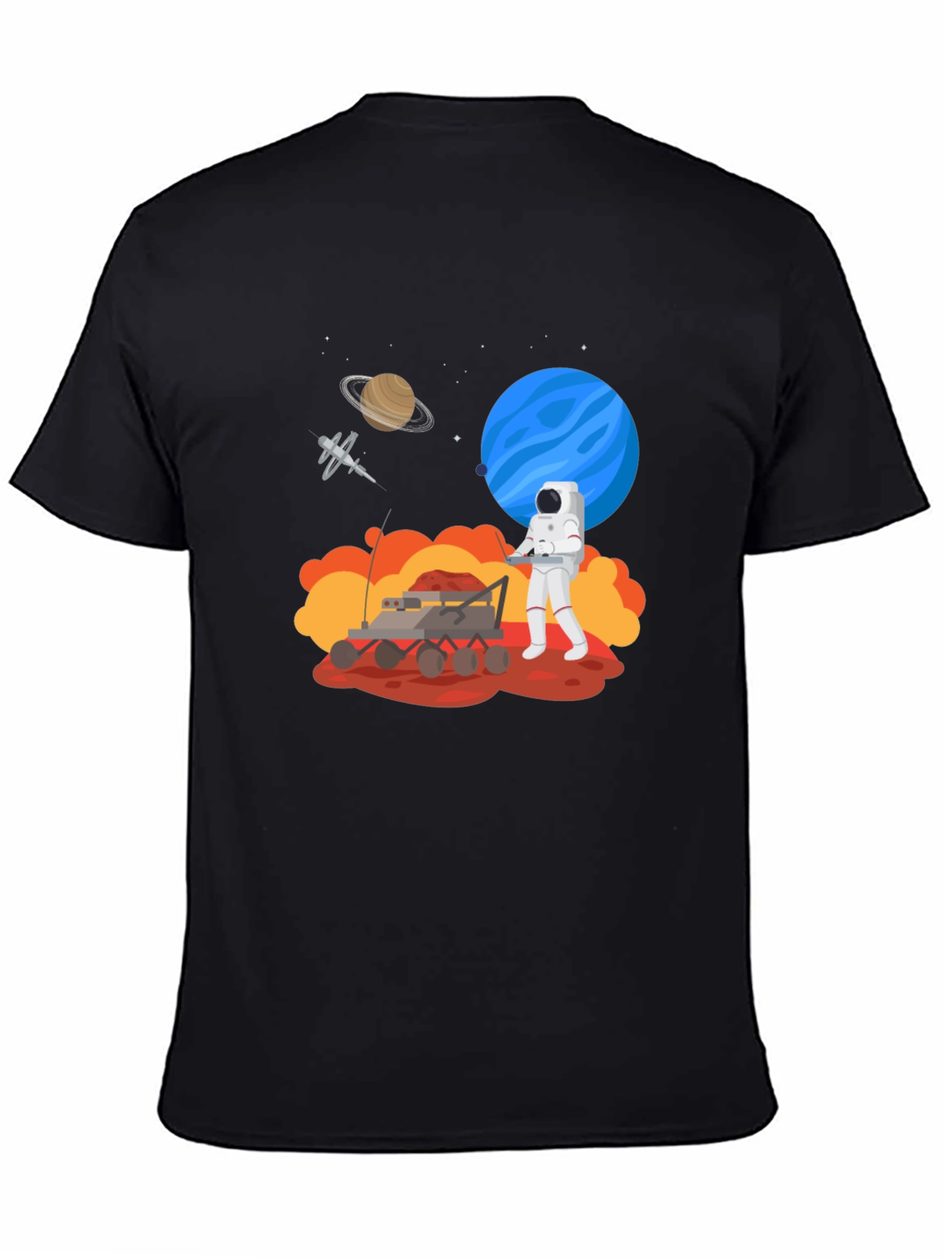 Astronaut Mars Rover Black Graphic Tee