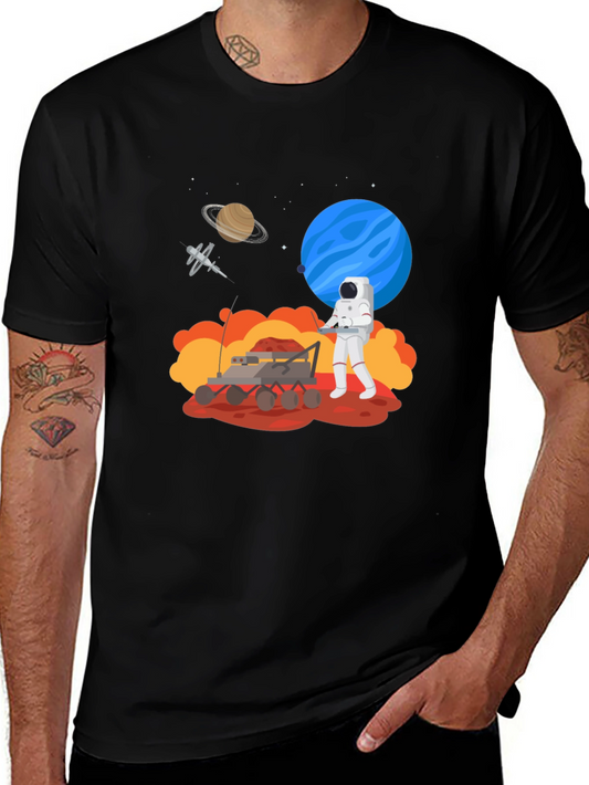 Astronaut Mars Rover Black Graphic Tee