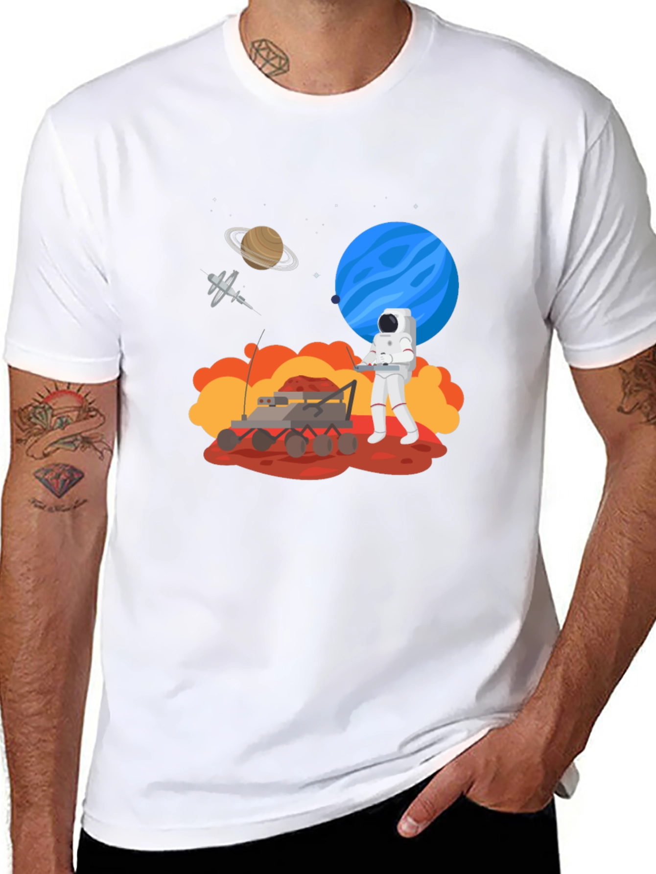 Astronaut Mars Rover Black Graphic Tee