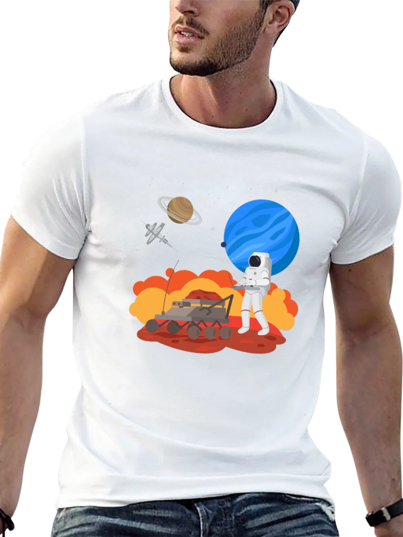 Astronaut Mars Rover Black Graphic Tee