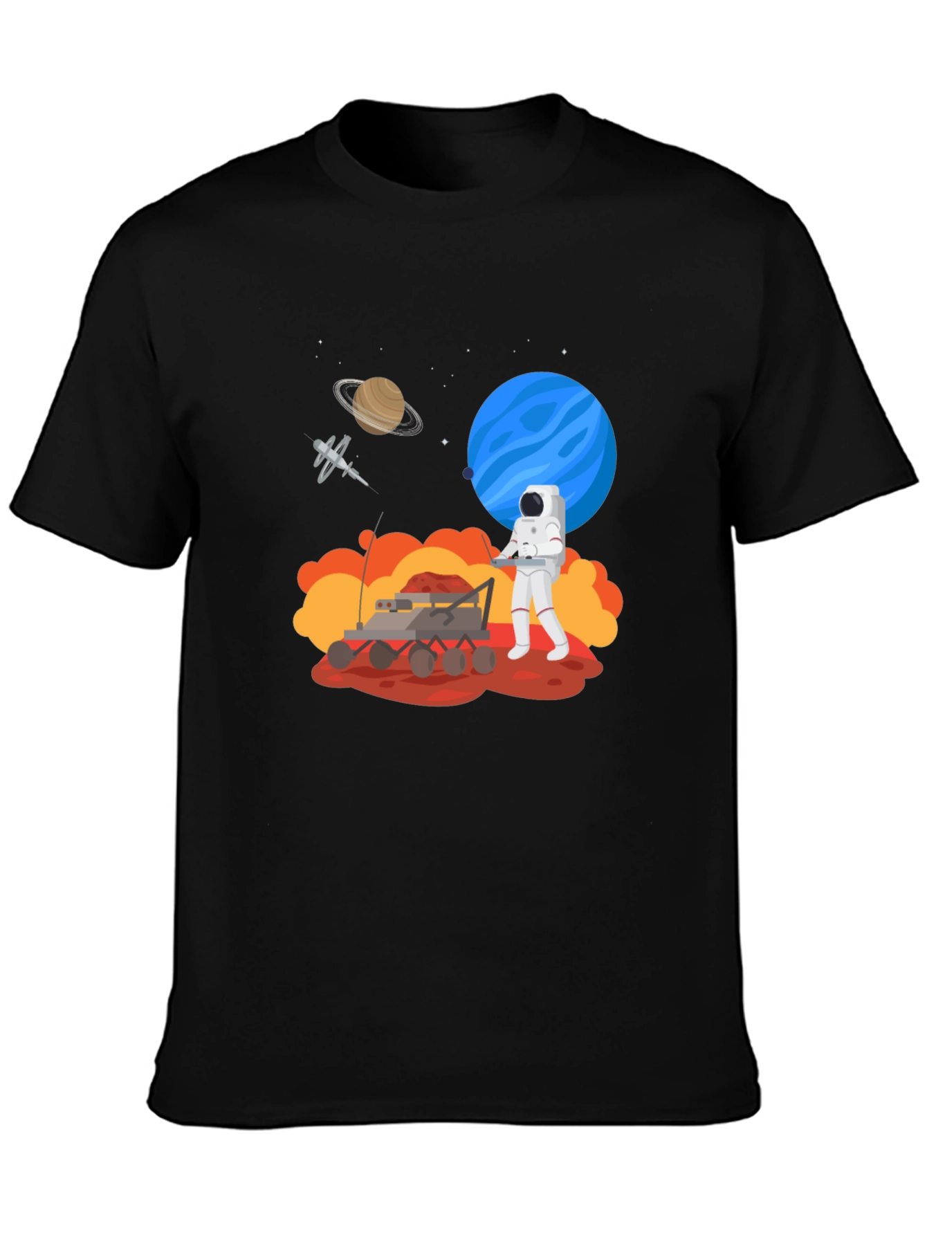 Astronaut Mars Rover Black Graphic Tee