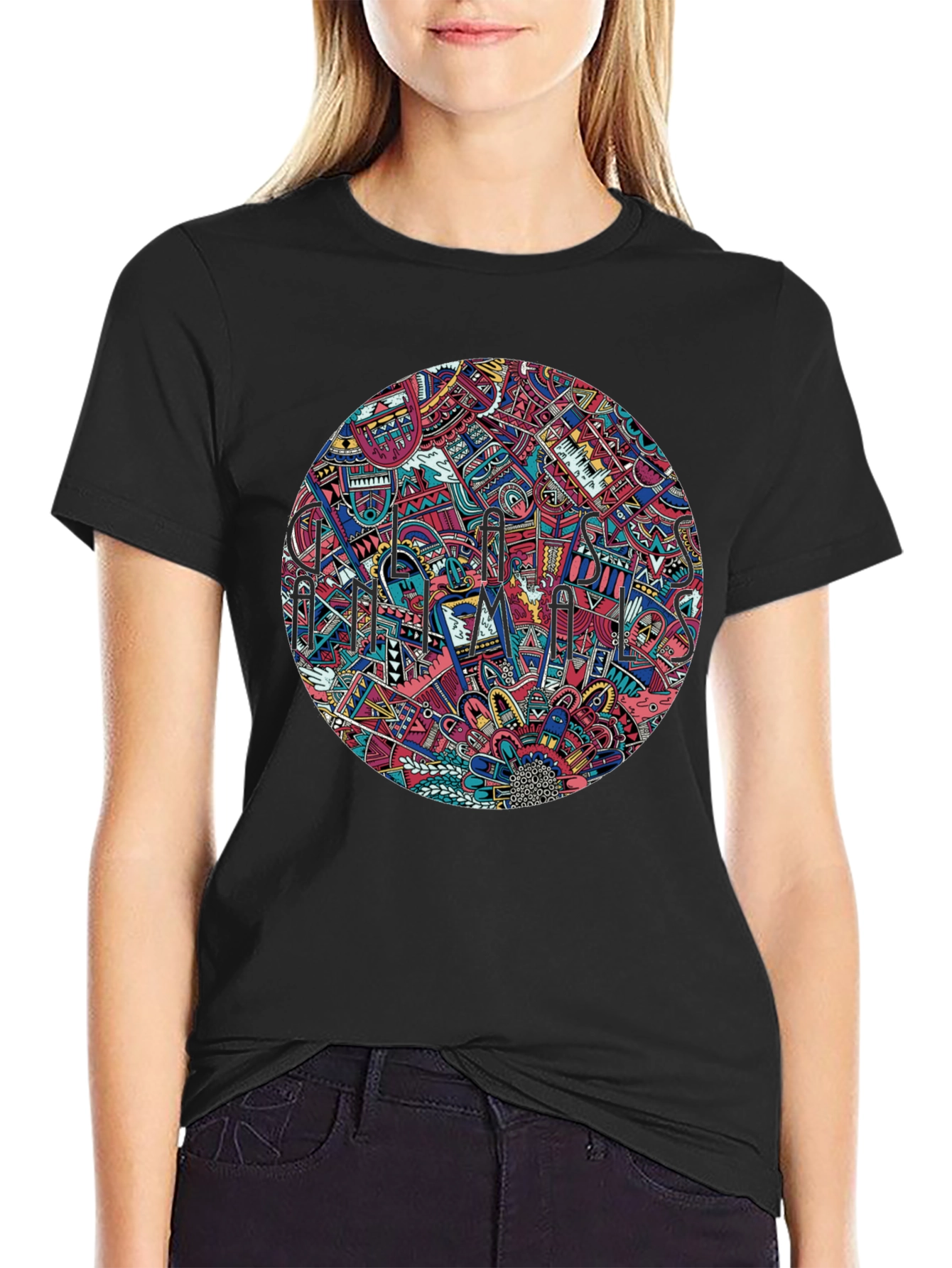 Abstract Psychedelic Mandala Mens Black T-Shirt