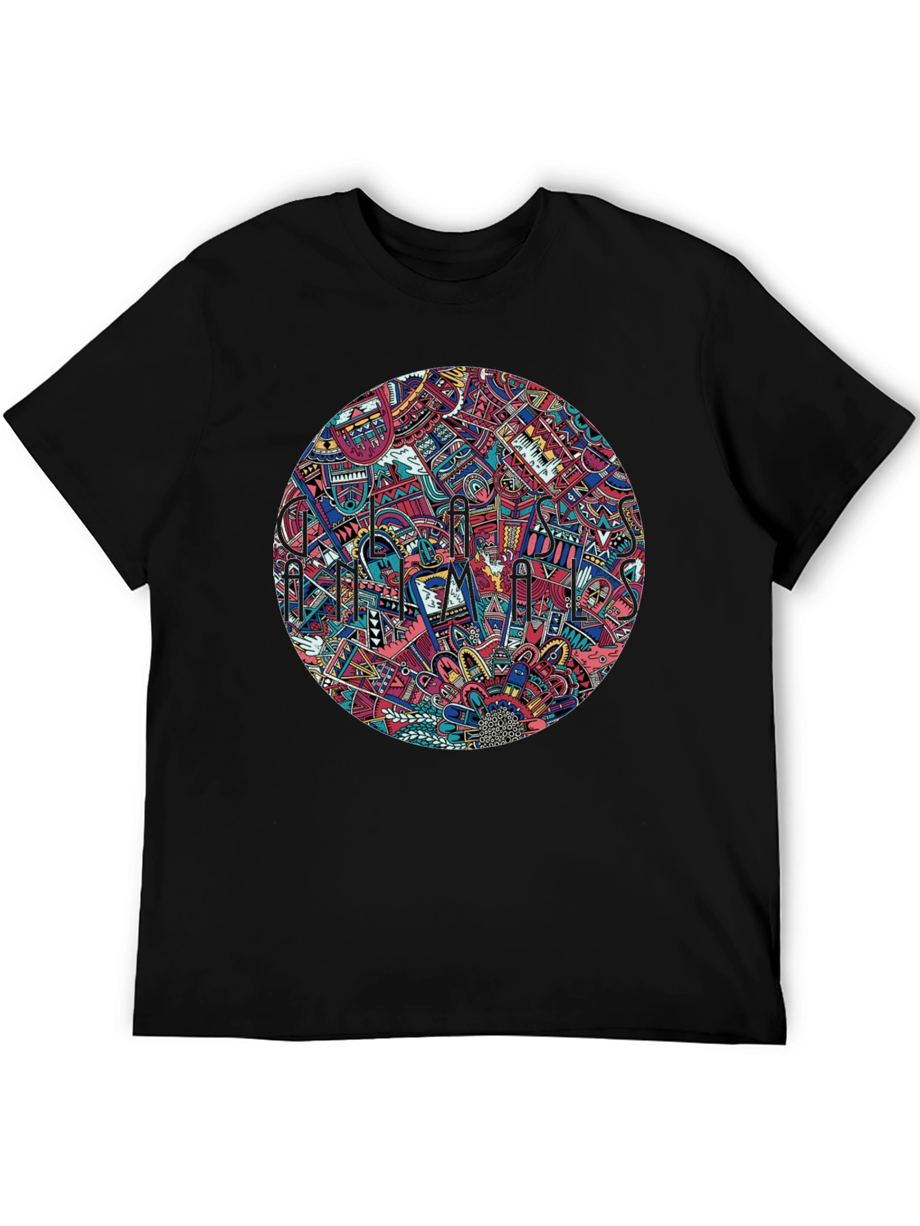 Abstract Psychedelic Mandala Mens Black T-Shirt