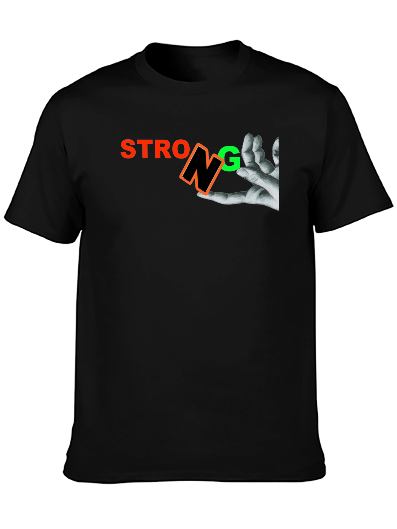 Strong Graphic Print Mens Black T-Shirt
