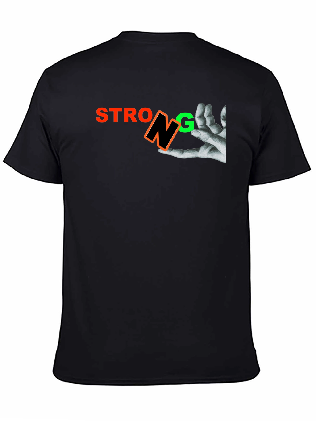 Strong Graphic Print Mens Black T-Shirt