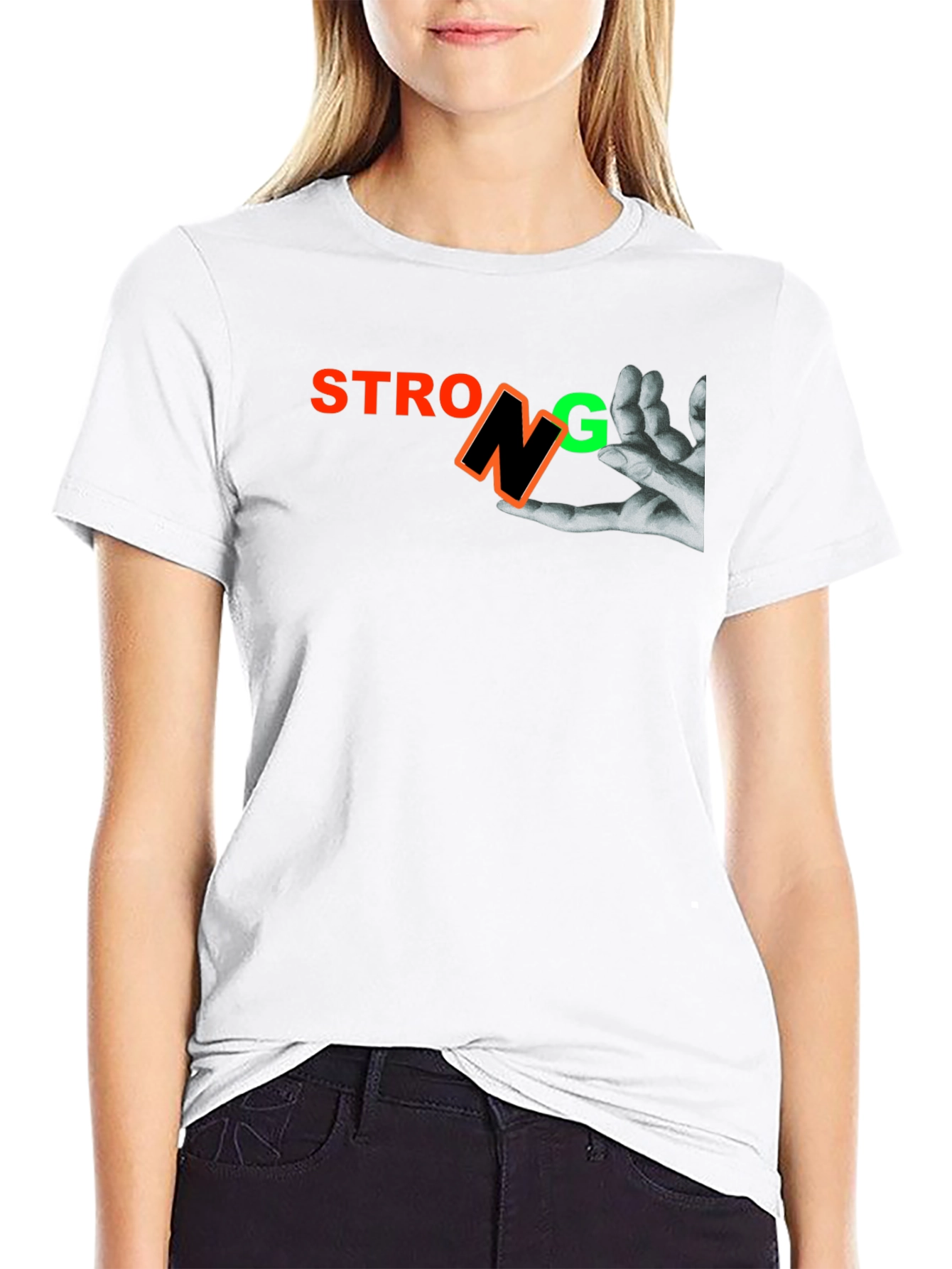 Strong Graphic Print Mens Black T-Shirt