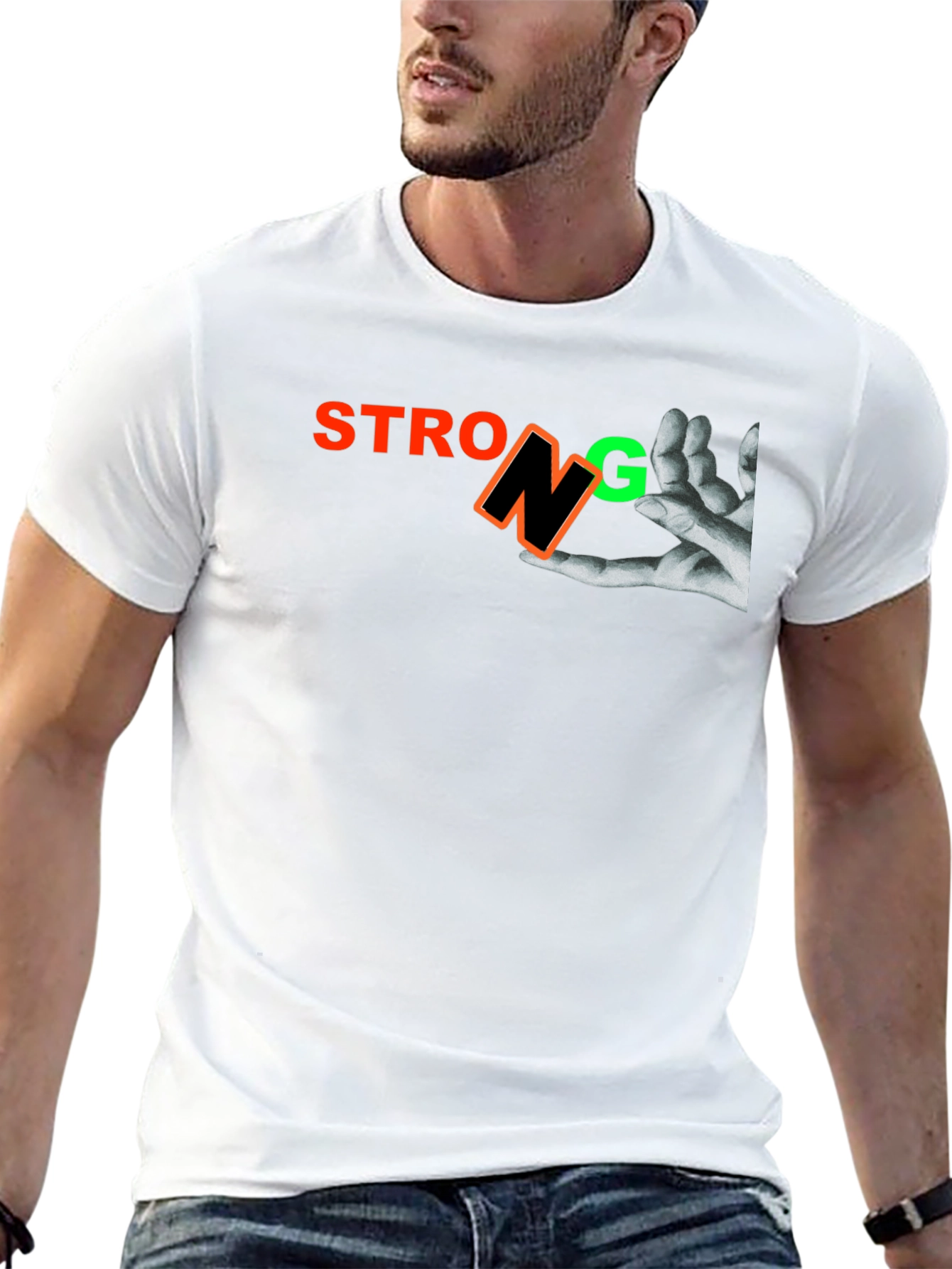 Strong Graphic Print Mens Black T-Shirt