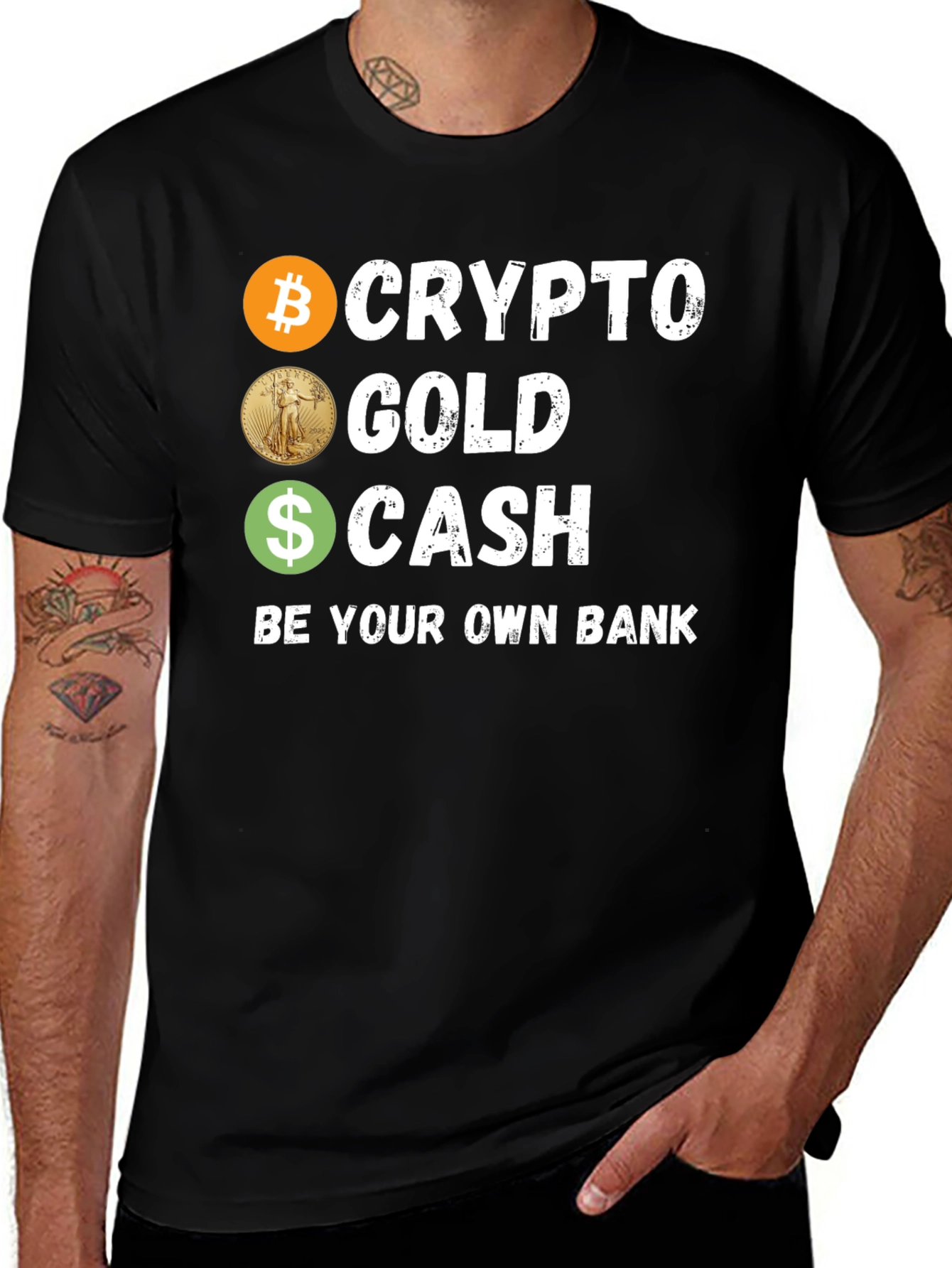 Crypto Gold Cash T-Shirt Be Your Own Bank Tee