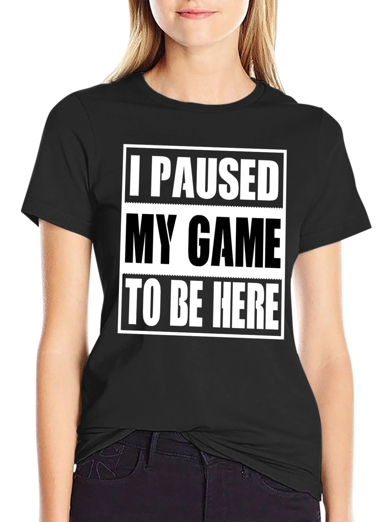 I Paused My Game Black Graphic Tee