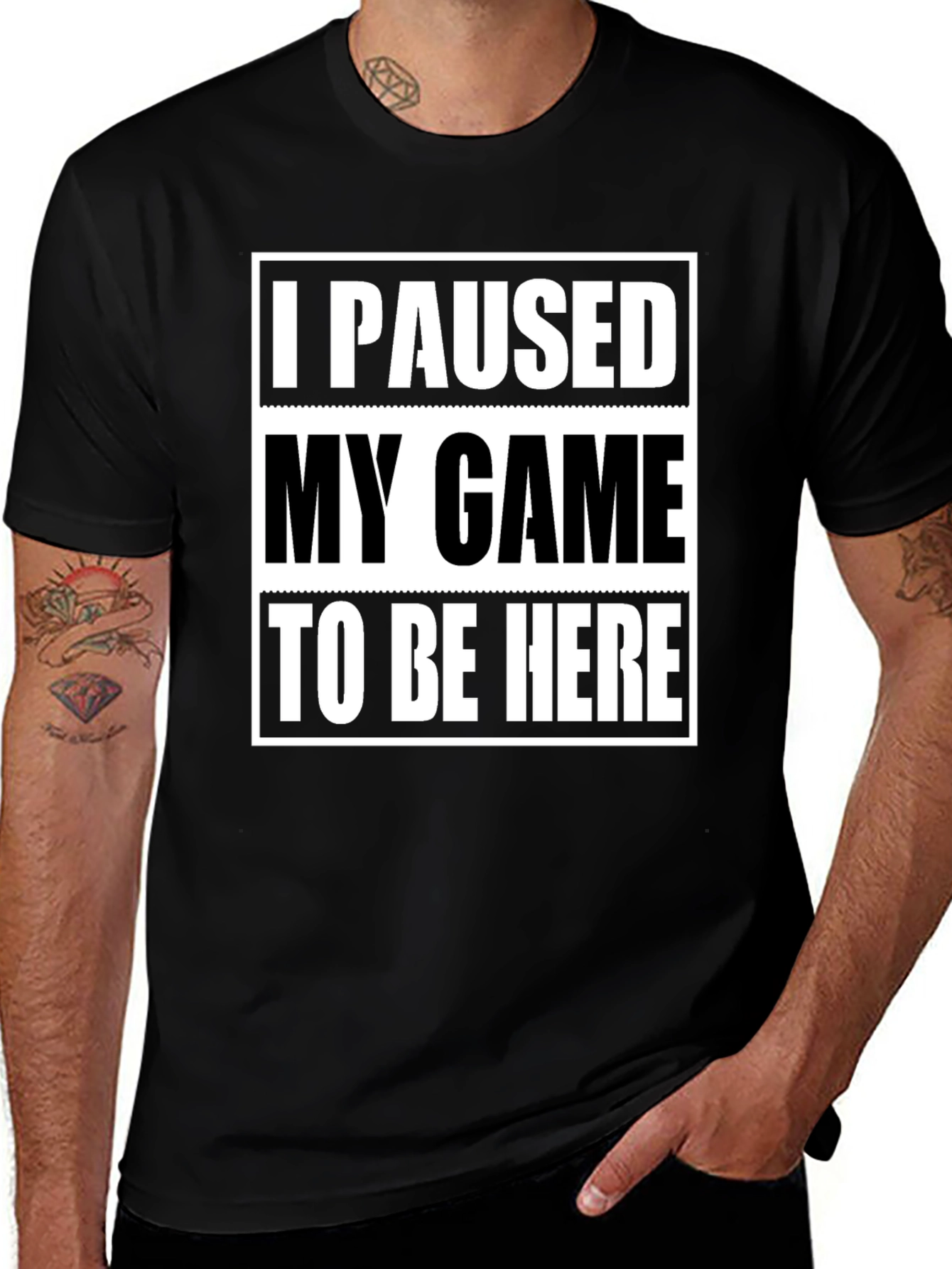 I Paused My Game Black Graphic Tee