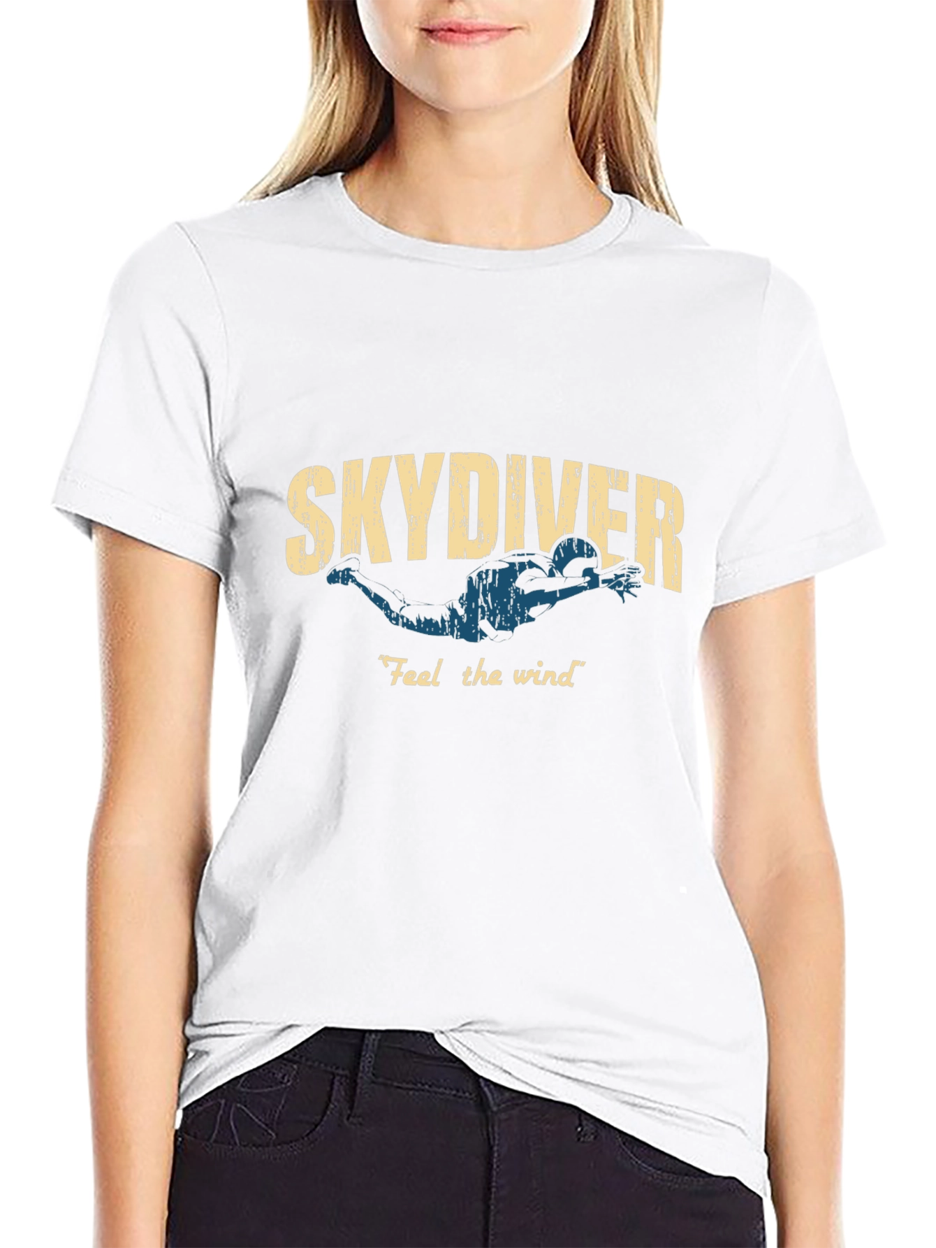 Skydiver Feel the Wind Graphic Tee - Black