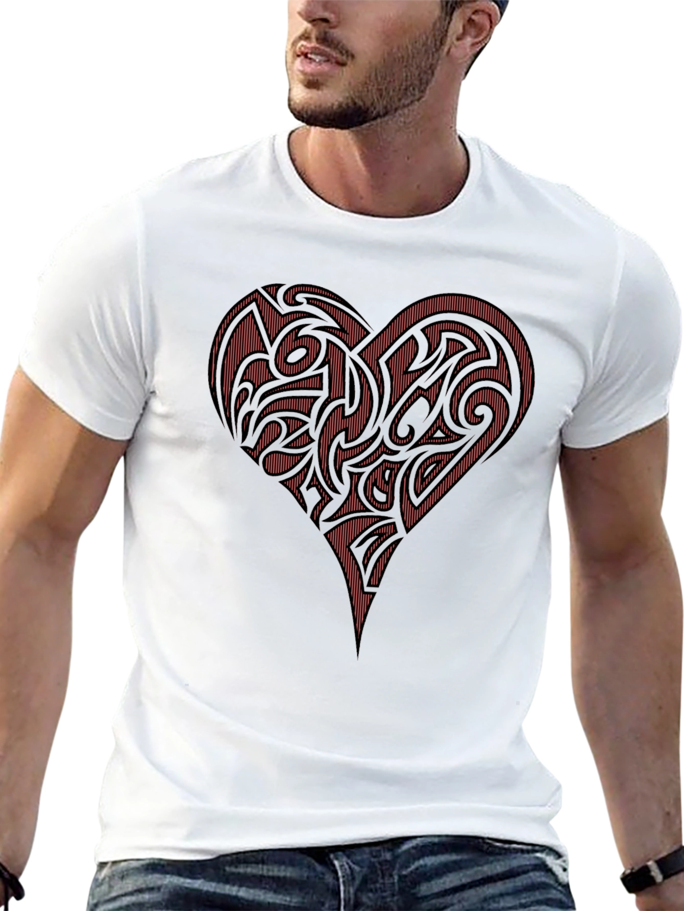 Tribal Heart Graphic Tee - Black