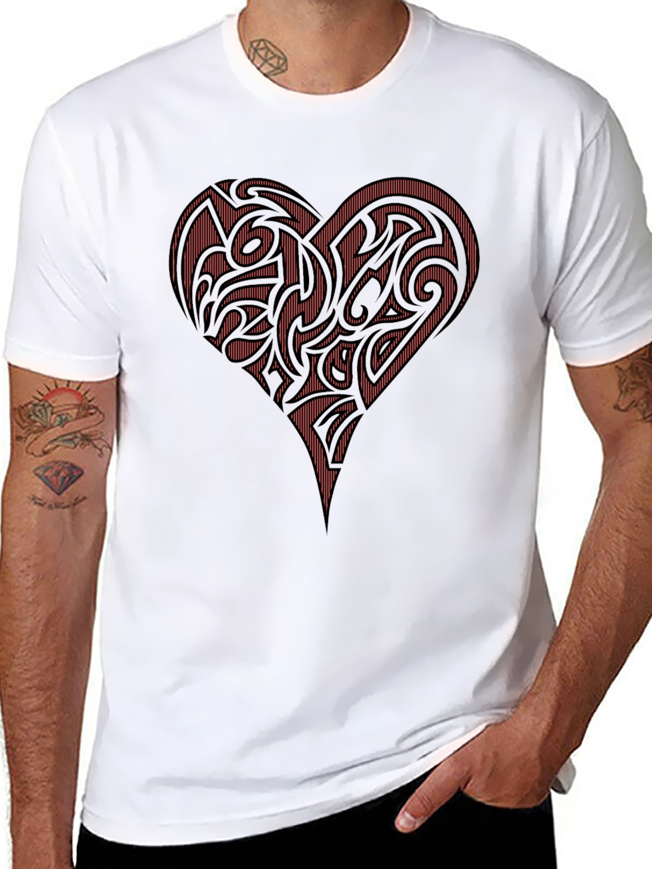 Tribal Heart Graphic Tee - Black