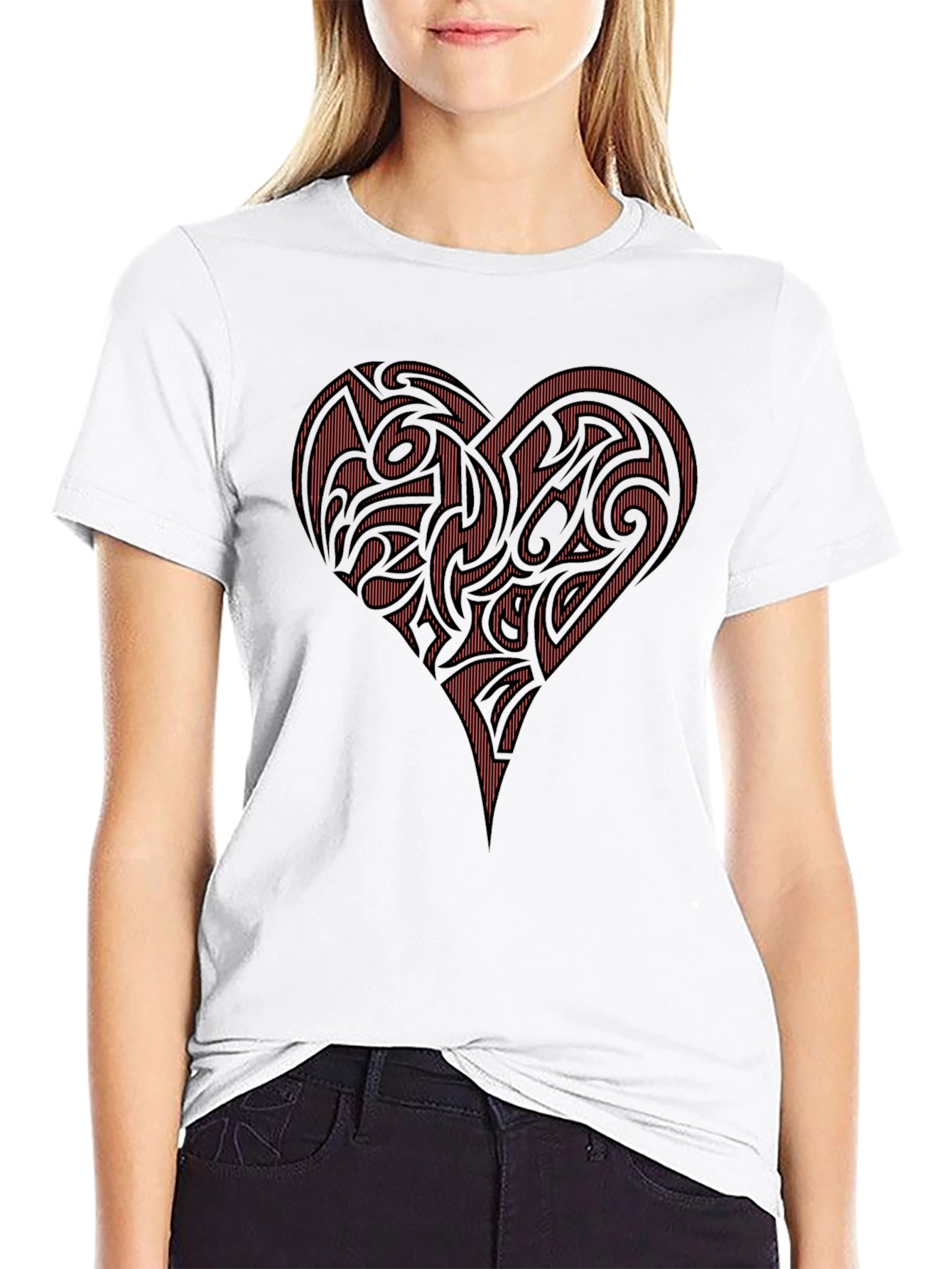 Tribal Heart Graphic Tee - Black